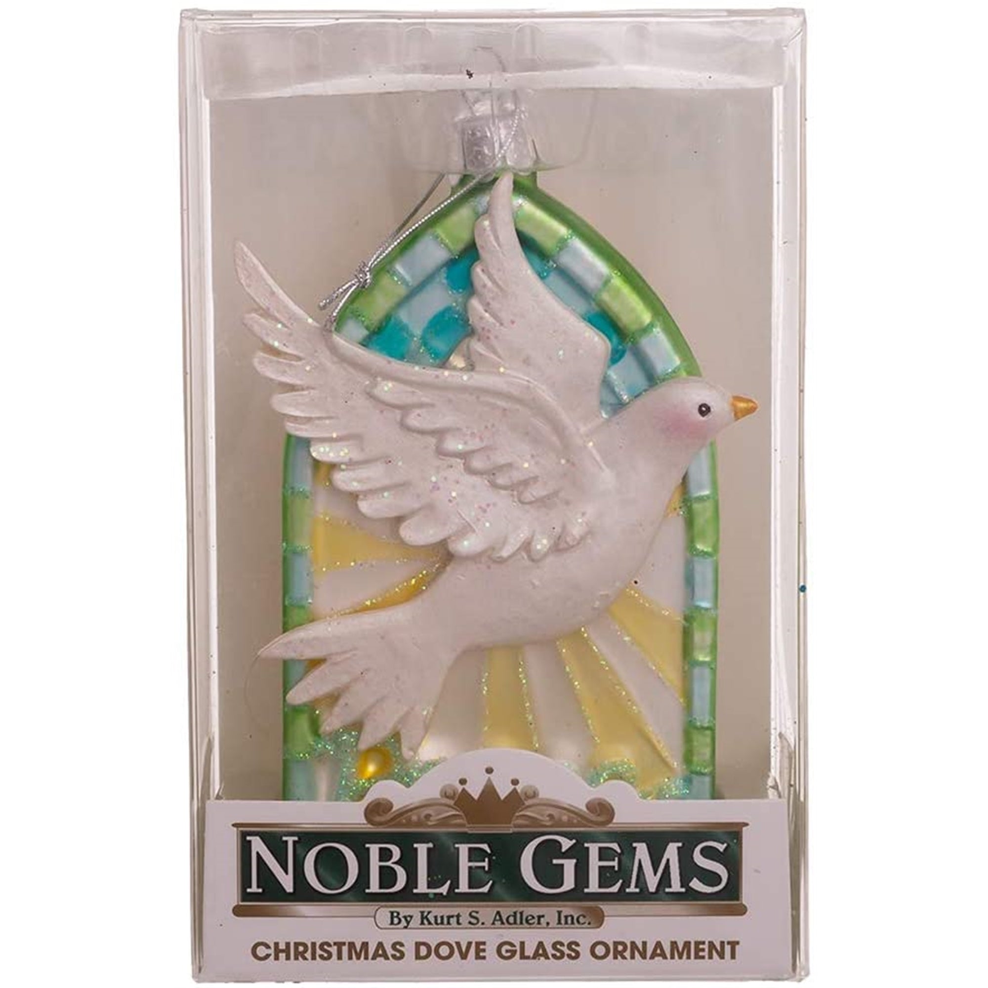 Kurt Adler Noble Gems Glass Ornament for Christmas Tree, Dove of Peace