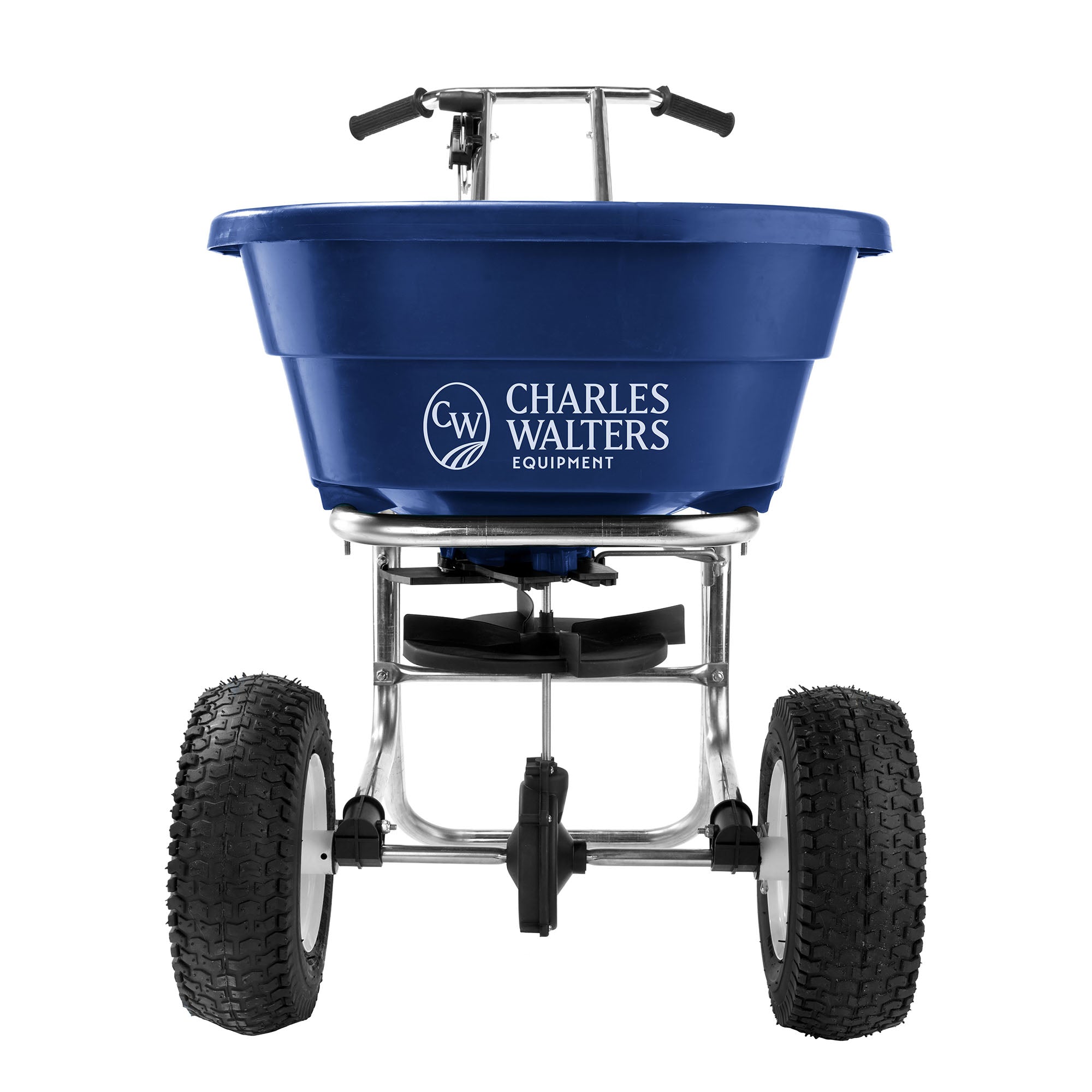 Charles Walters Equipment CW3000S Professional Broadcast Spreader with Stainless Steel Frame for Spreading Fertilizer and Ice Melt on Lawns, Walkways, and Driveways, 80lbs Capacity
