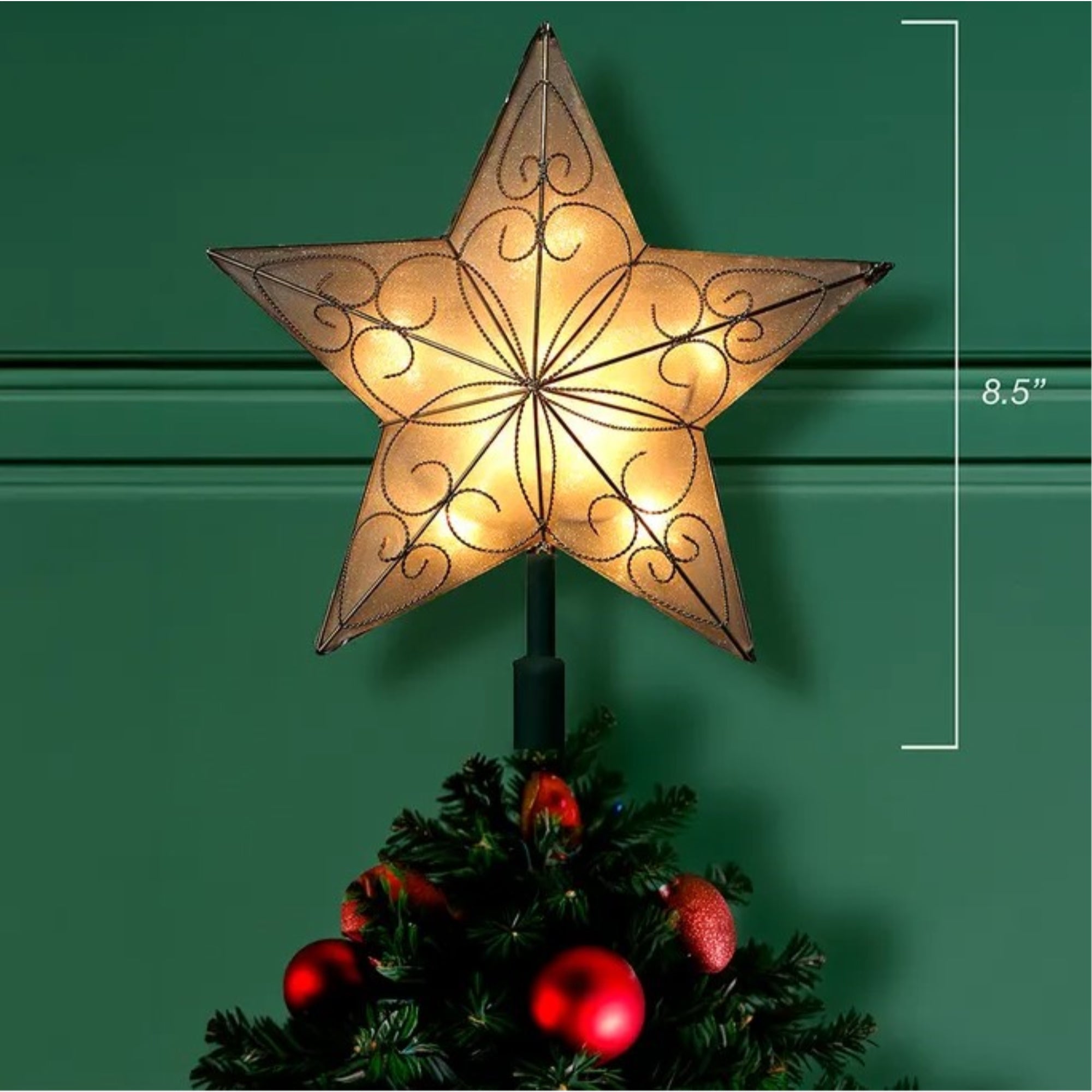 Kurt Adler Star Christmas Tree Topper, 8.5"