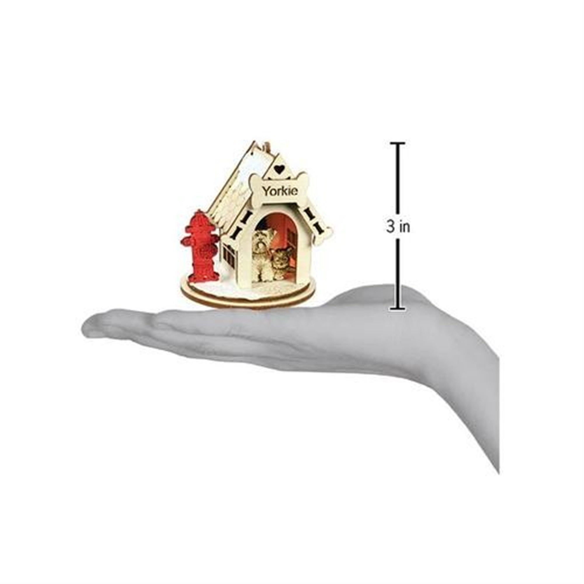 Old World Christmas K-9 Cottage Wooden Doghouse Ornament for Christmas Tree, Yorkie