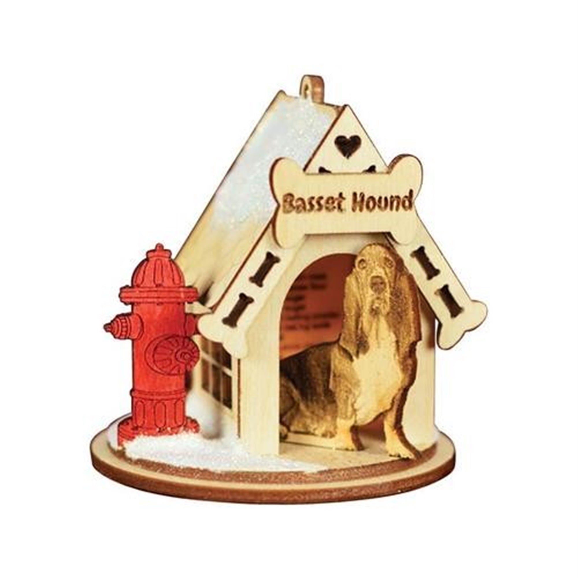 Old World Christmas Ginger Cottages Wooden Ornament for Christmas Tree, Basset Hound Doghouse