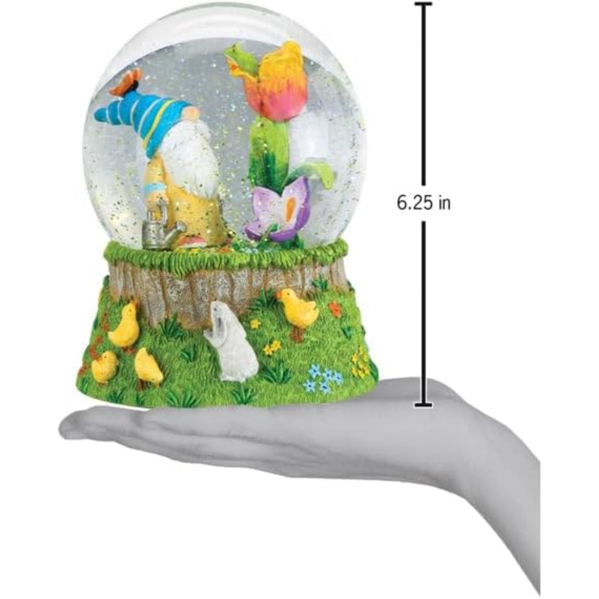 Old World Christmas Tabletop Spring Garden Gnome Snow Globe, Multicolored, 6"