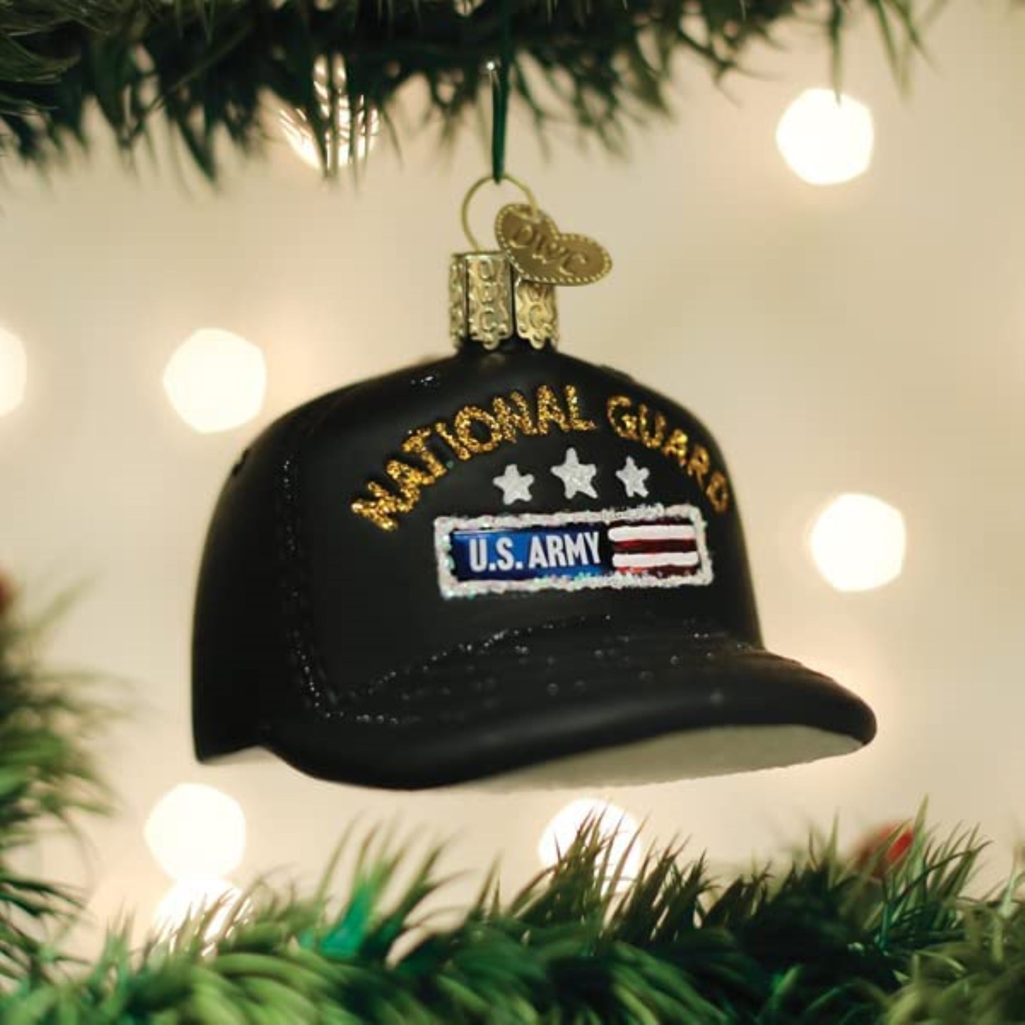 Old World Christmas Blown Glass Ornament for Christmas Tree, National Guard Cap