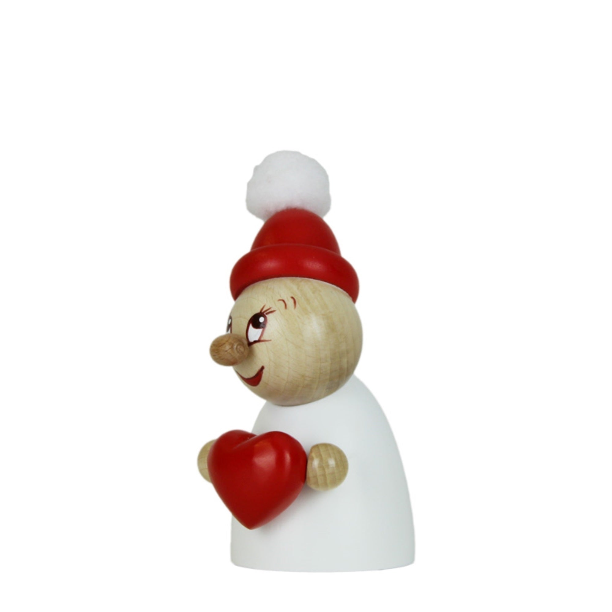 Steinbach Wooden Clumsy Mini Collection, Valentine with Red Heart and Wooden Beanie, Big Bobble