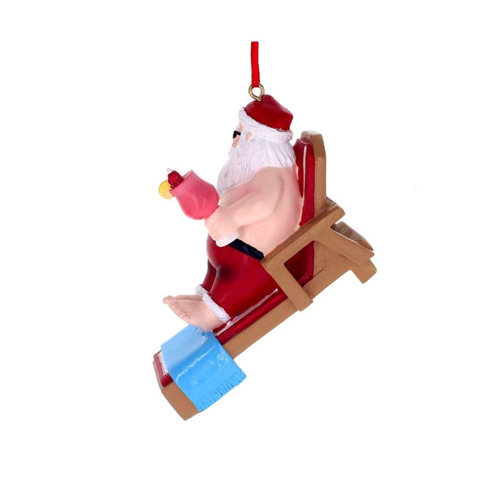 Kurt Adler Resin Ornament for Christmas Tree, Lounge Chair Santa