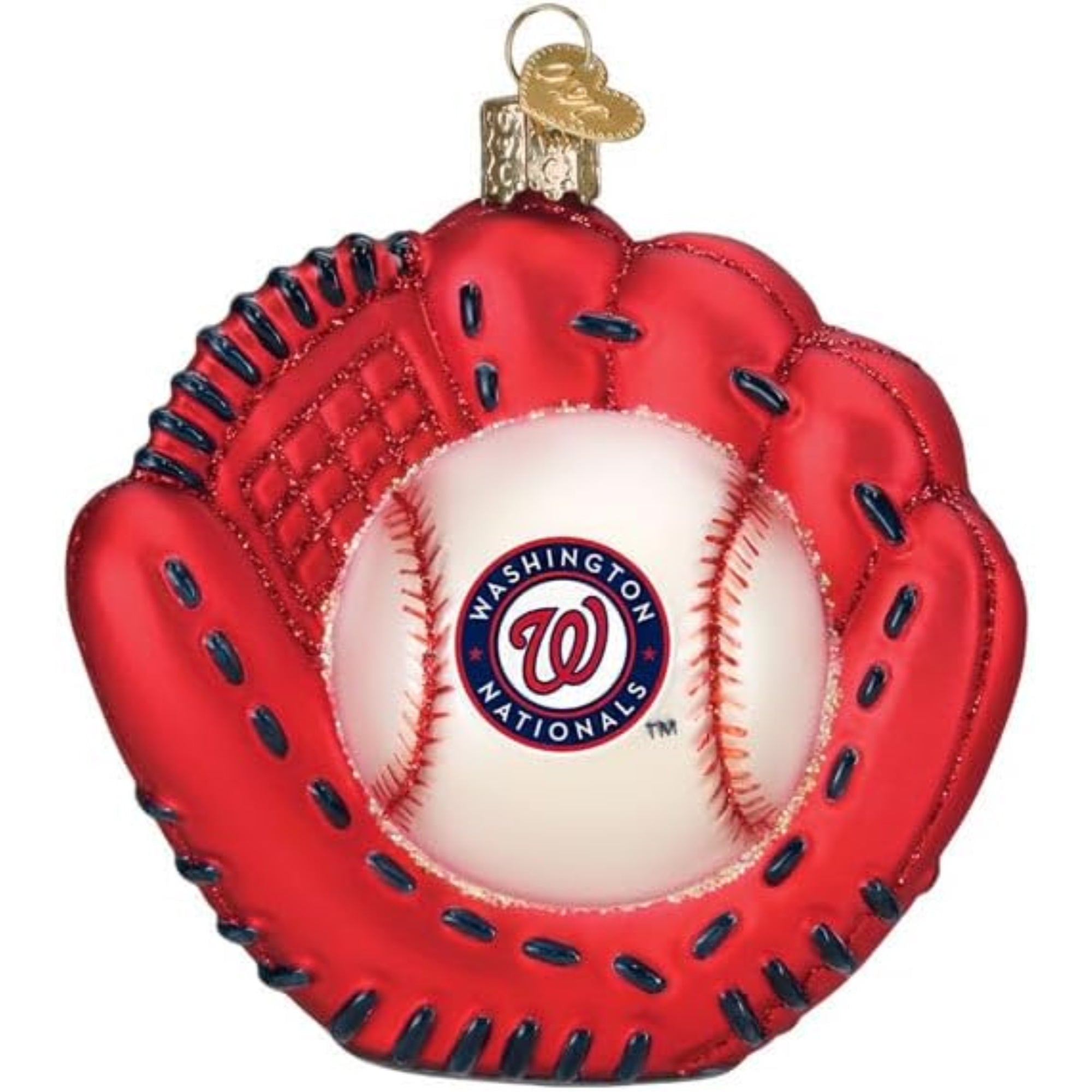 Old World Christmas Blown Glass Ornament for Christmas Tree, Washington Nationals Baseball Mitt