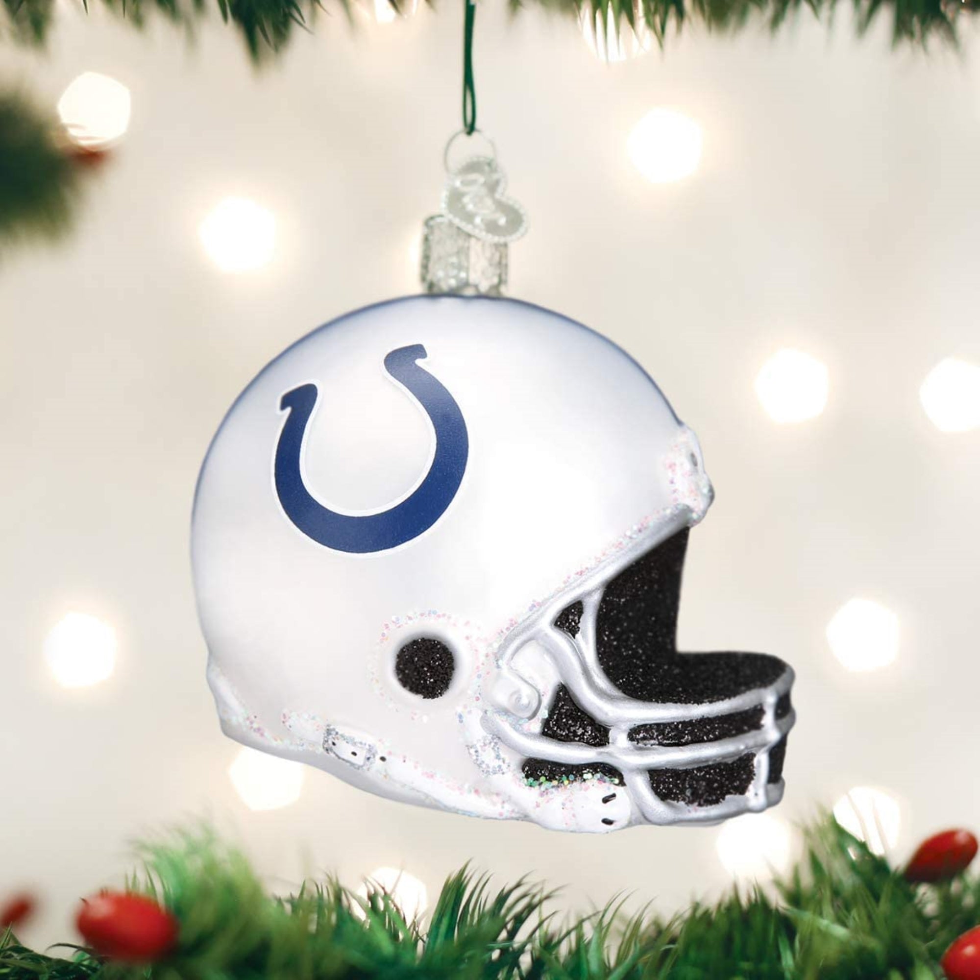 Old World Christmas Blown Glass Ornament for Christmas Tree, Indianapolis Colts Helmet