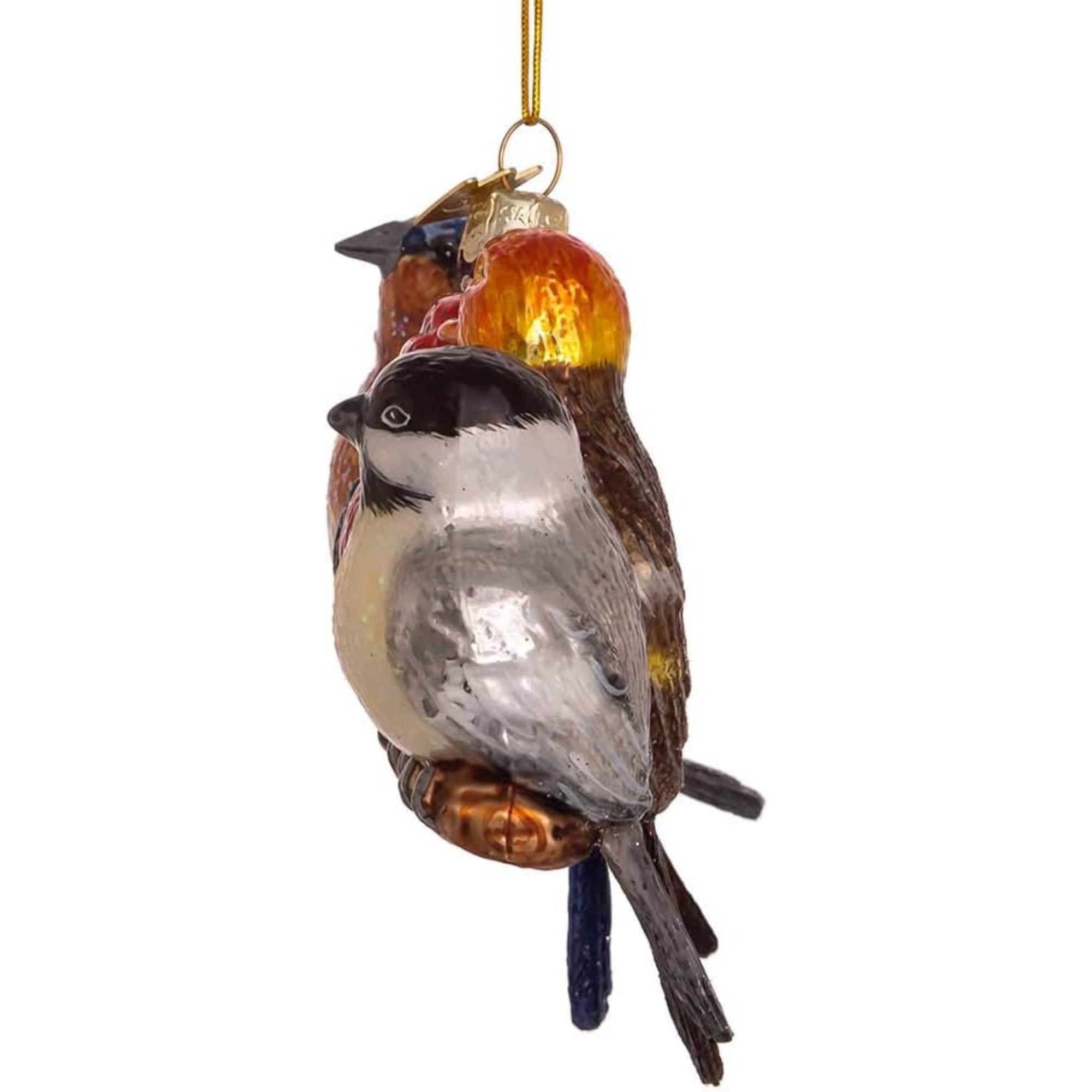 Kurt Adler Nobel Gems Collection Glass Christmas Ornament, Songbirds on a Branch