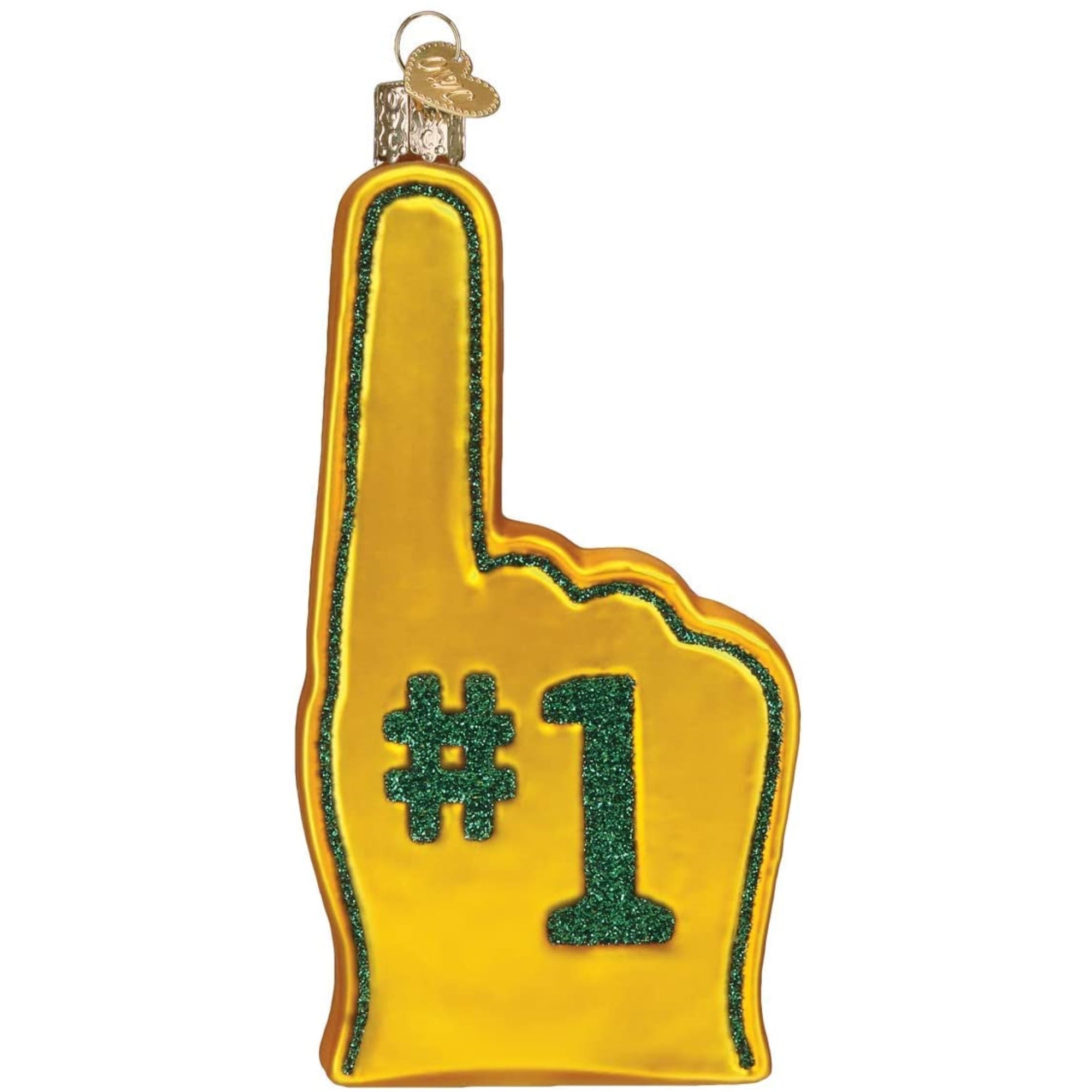 Old World Christmas Blown Glass Ornament for Christmas Tree, Green Bay Packers Foam Finger