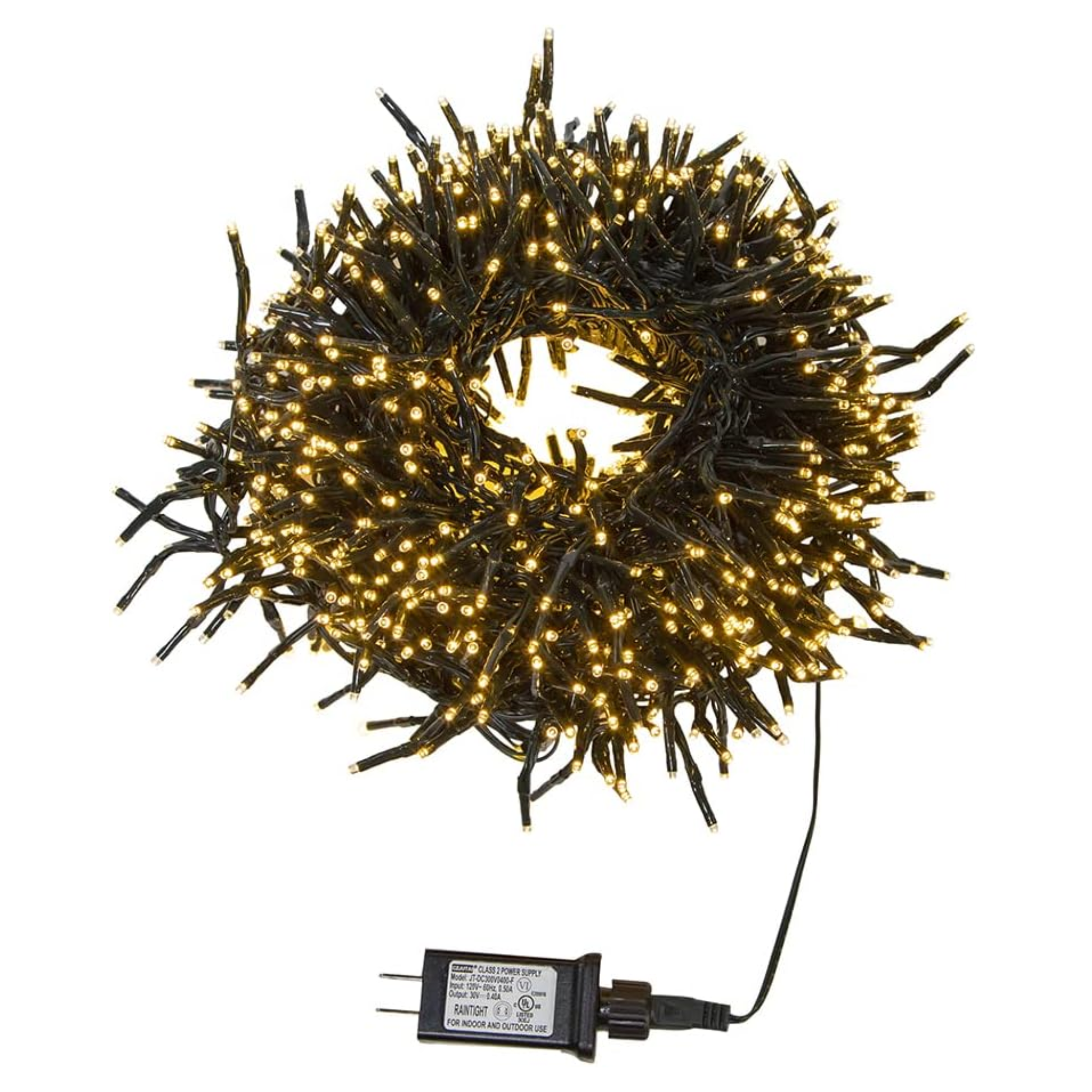 Kurt Adler Warm White 480-Light Connectable Cluster Garland, 16ft