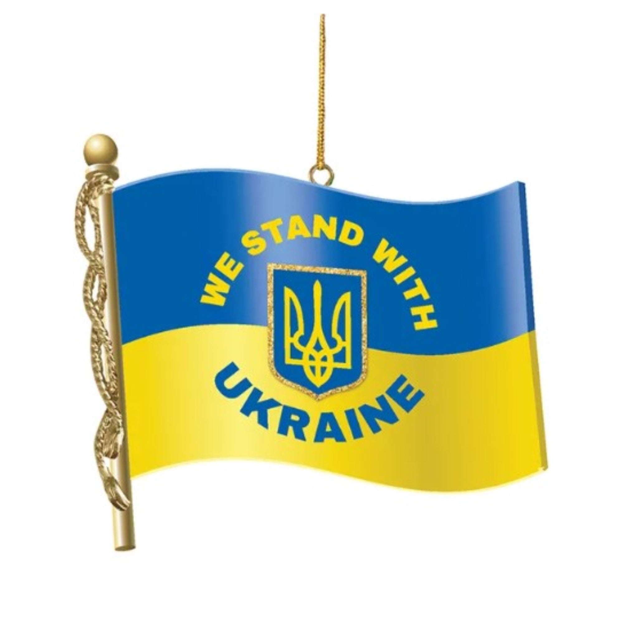 Kurt Adler Resin Ornament for Christmas Tree, We Stand with Ukraine Flag