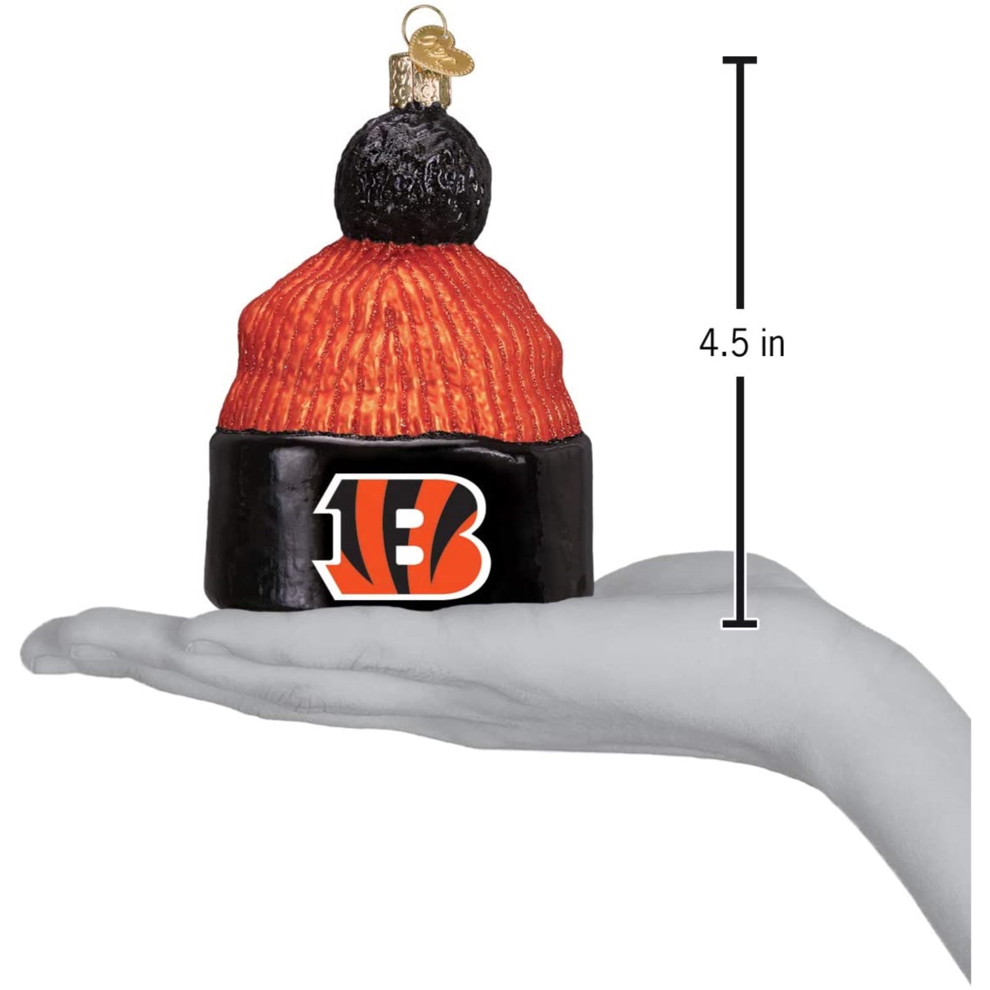 Old World Christmas Blown Glass Ornament for Christmas Tree, Cincinnati Bengals Beanie