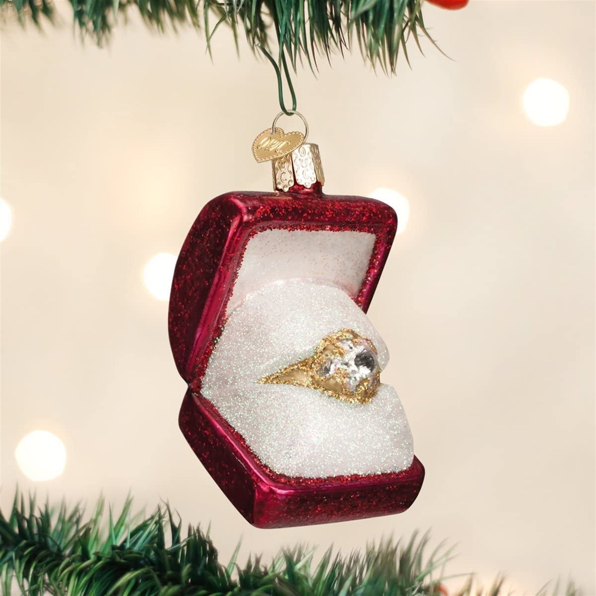 Old World Christmas Blown Glass Ornament for Christmas Tree, Ring in Box