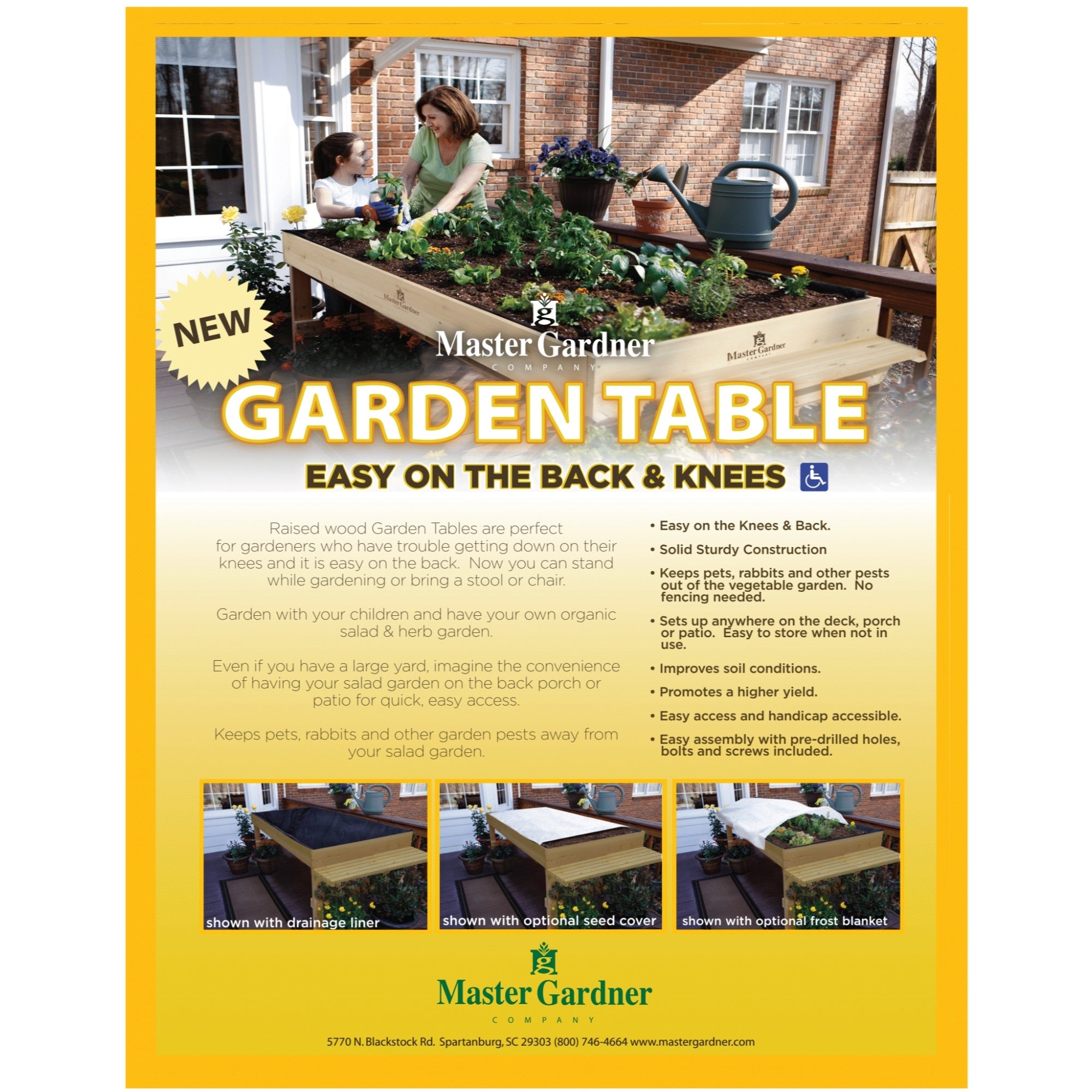 Master Gardner Elevated Garden Bed - Heavy-Duty 48" x 36" Raised Planter Box with Storage Shelf & Durable Wood Frame for Easily Accessible Outdoor Gardening