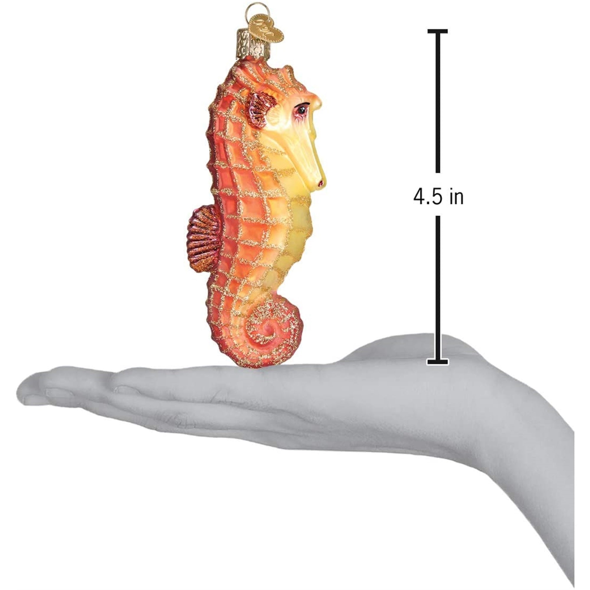 Old World Christmas Blown Glass Ornament for Christmas Tree, Orange Seahorse