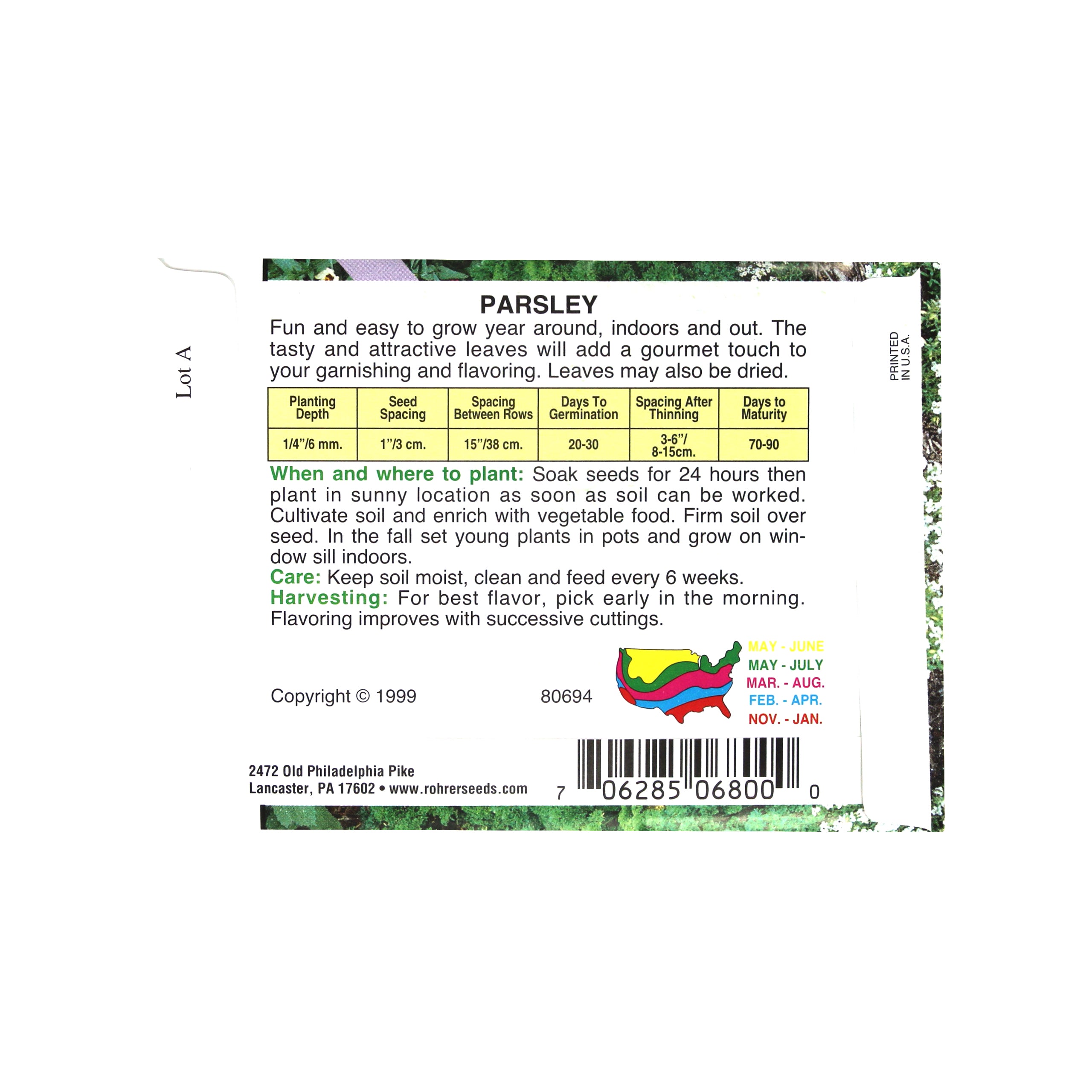 Rohrer Seeds Forest Green Curled Parsley