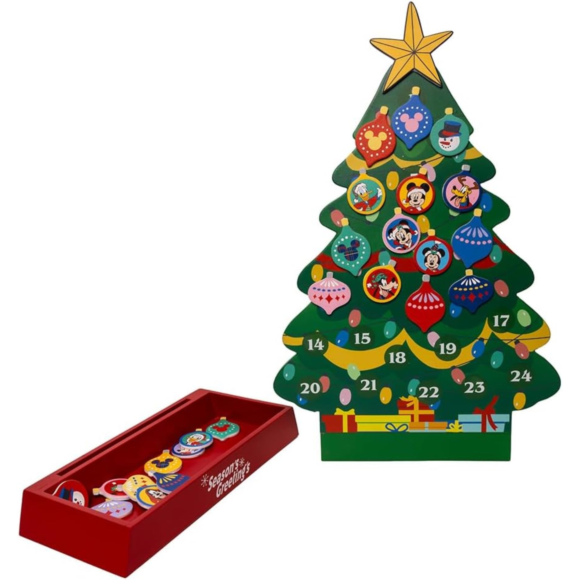 Kurt Adler Officially Licensed Disney Advent Tree with Magnetic Ornaments, 16"