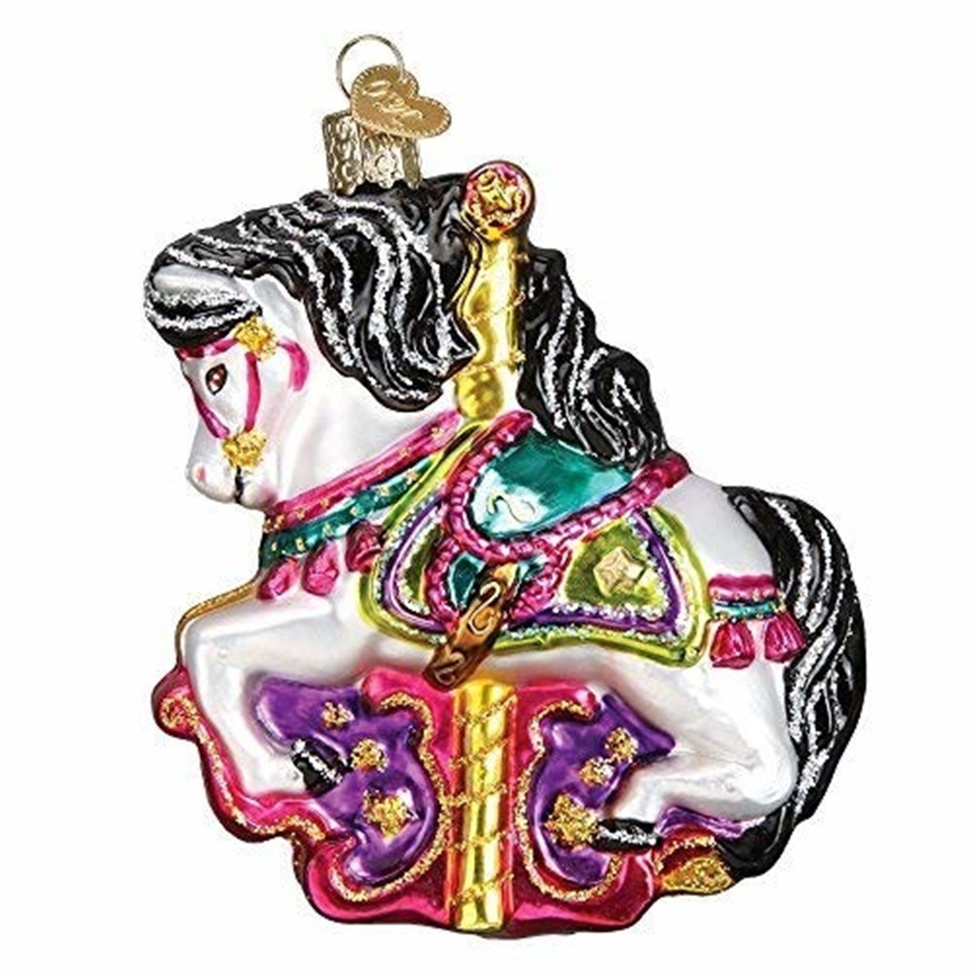 Old World Christmas Blown Glass Ornament for Christmas Tree, Carousel Horse