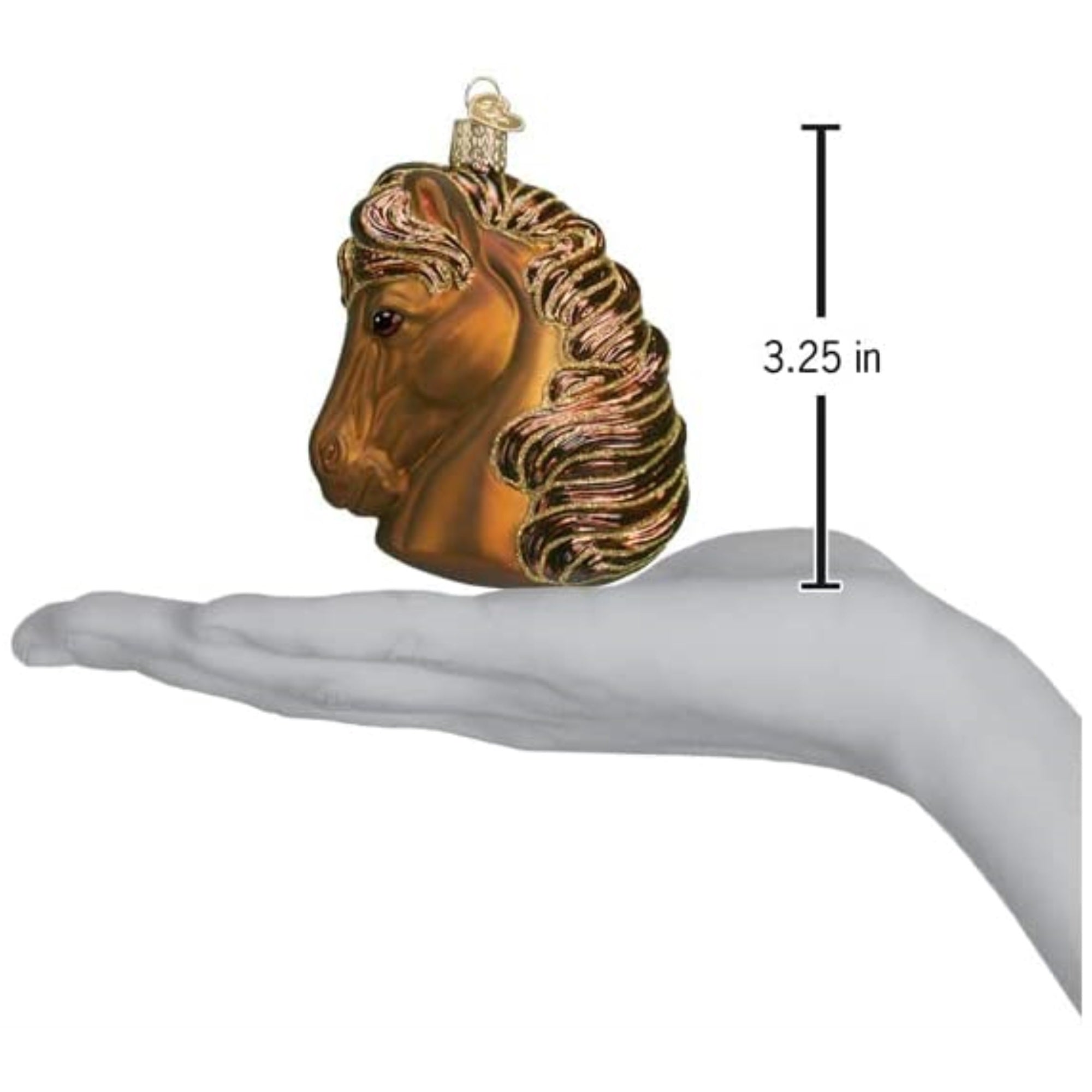 Old World Christmas Blown Glass Ornament for Christmas Tree, Brown Horse Head