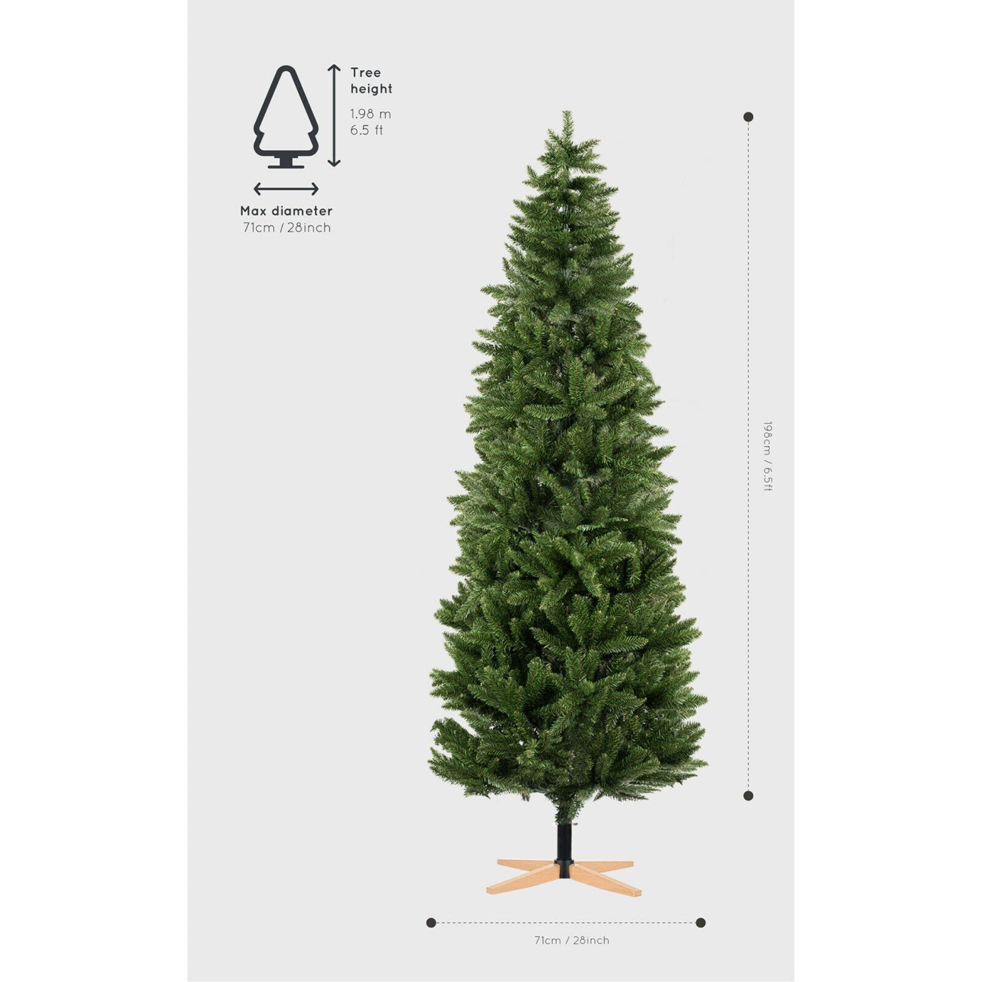 Tree Nest Artificial Christmas Tree with Wooden Stand, 6.5 feet