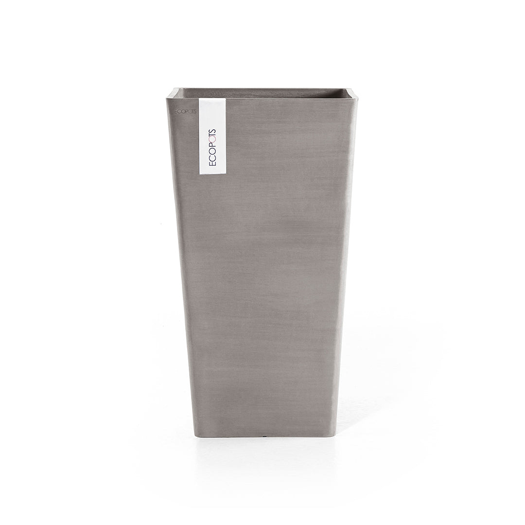 Ecopots Rotterdam Mid High Durable Modern Square Indoor/Outdoor Recycled-Based Composite Flower Planter