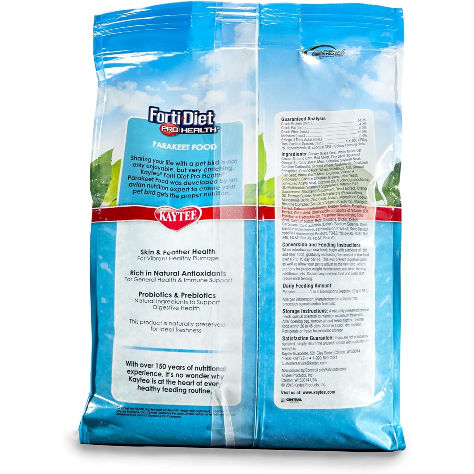 Kaytee Forti-Diet Pro Health Parakeet Pet Bird Food, 4lb