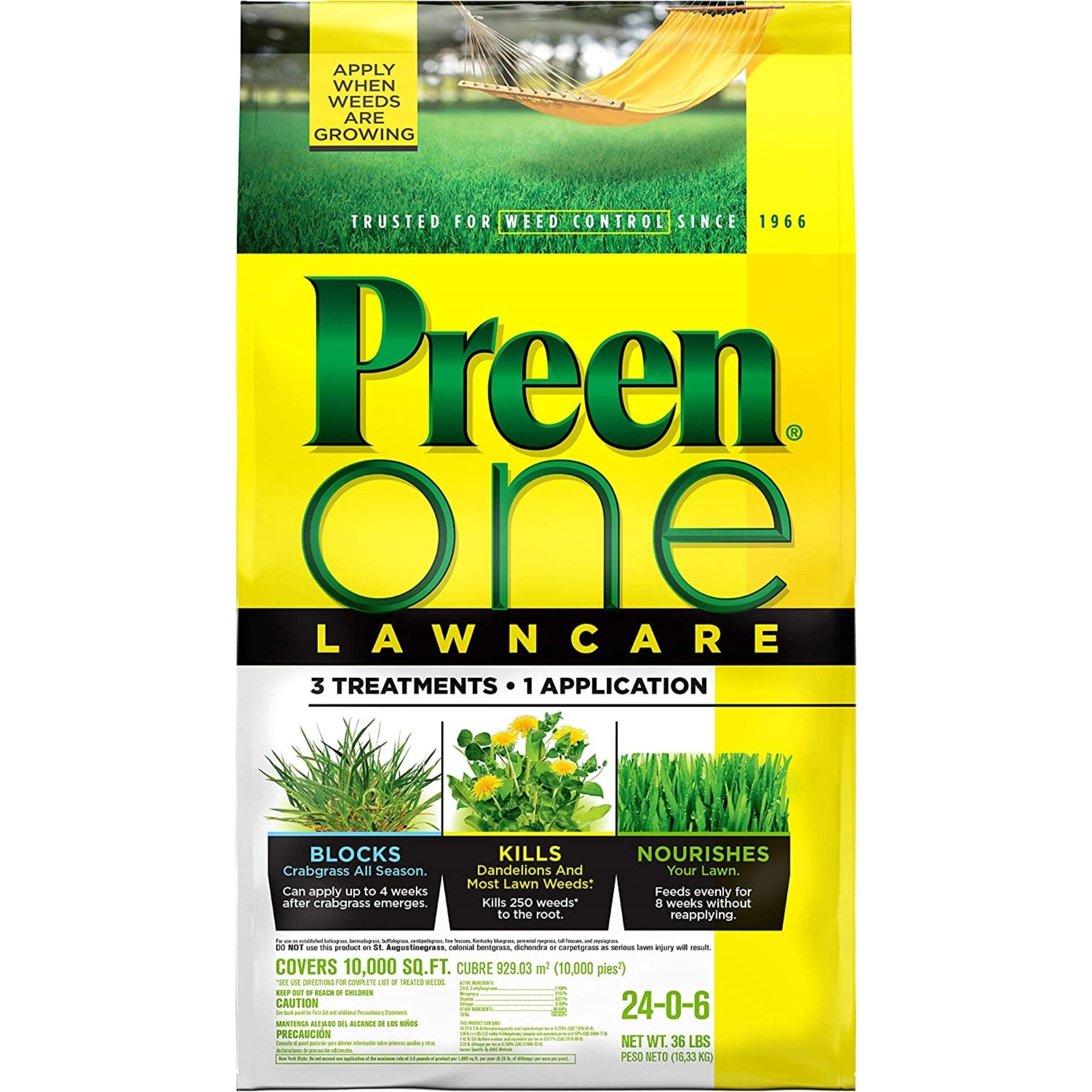 Preen One Lawncare Weed & Feed Lawn Fertilizer and Weed Control