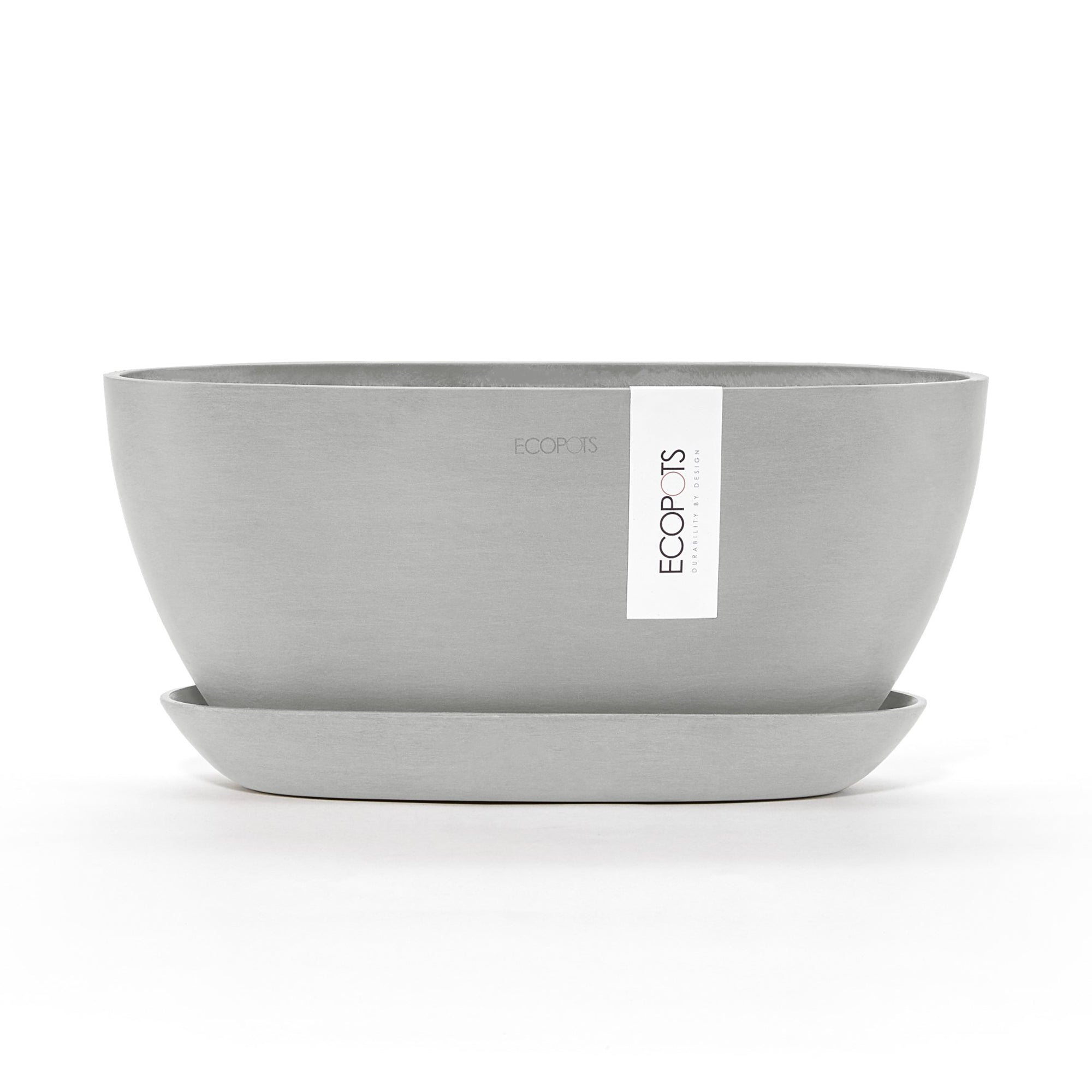 Ecopots Sofia Durable Modern Oval Indoor/Outdoor Recycled-Based Composite Flower Pot Planter w/ Water Reservoir
