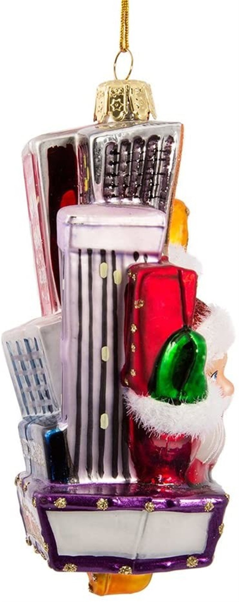 Kurt Adler Glass Ornament for Christmas Tree, Santa on Broadway