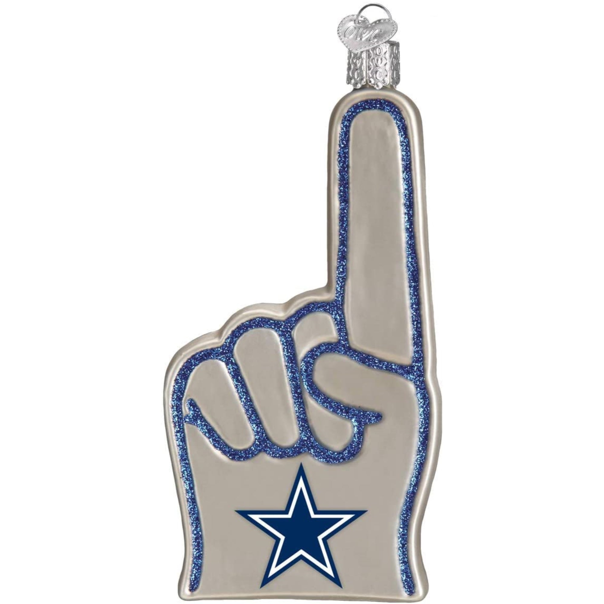 Old World Christmas Blown Glass Ornament for Christmas Tree, Dallas Cowboys Foam Finger