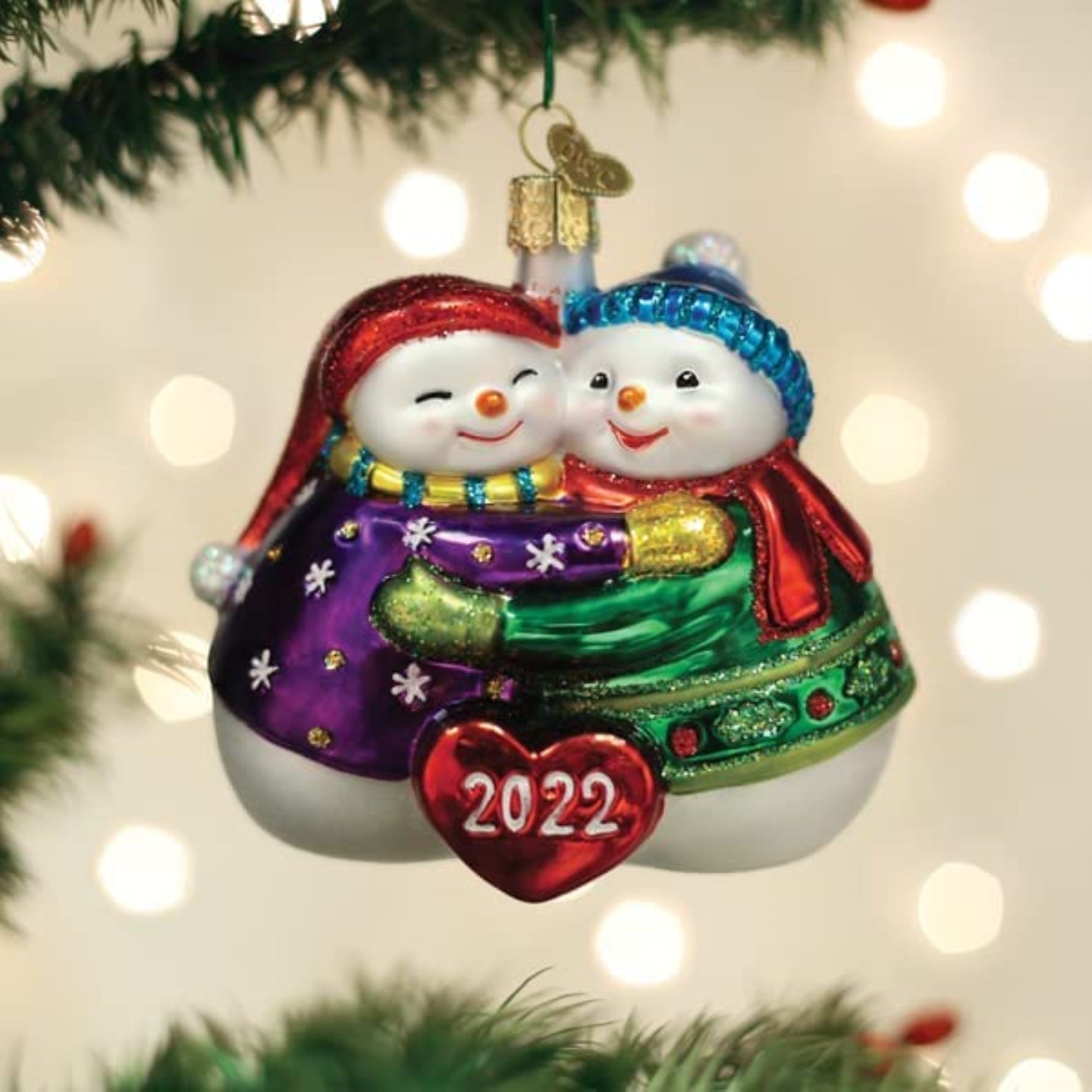 Old World Christmas Blown Glass Ornament for Christmas Tree, 2022 Together Again