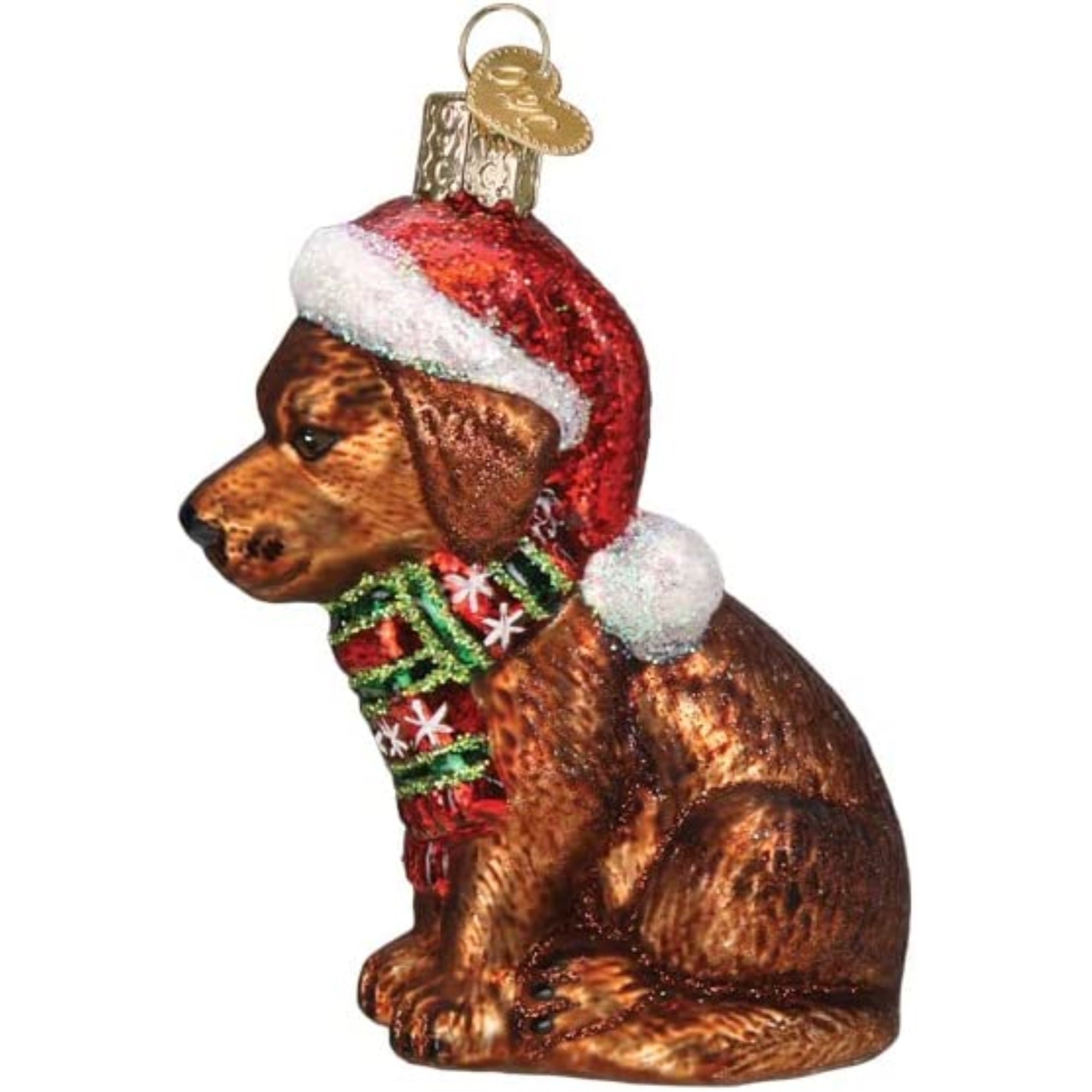 Old World Christmas Blown Glass Ornament for Christmas Tree, Chocolate Labrador Puppy