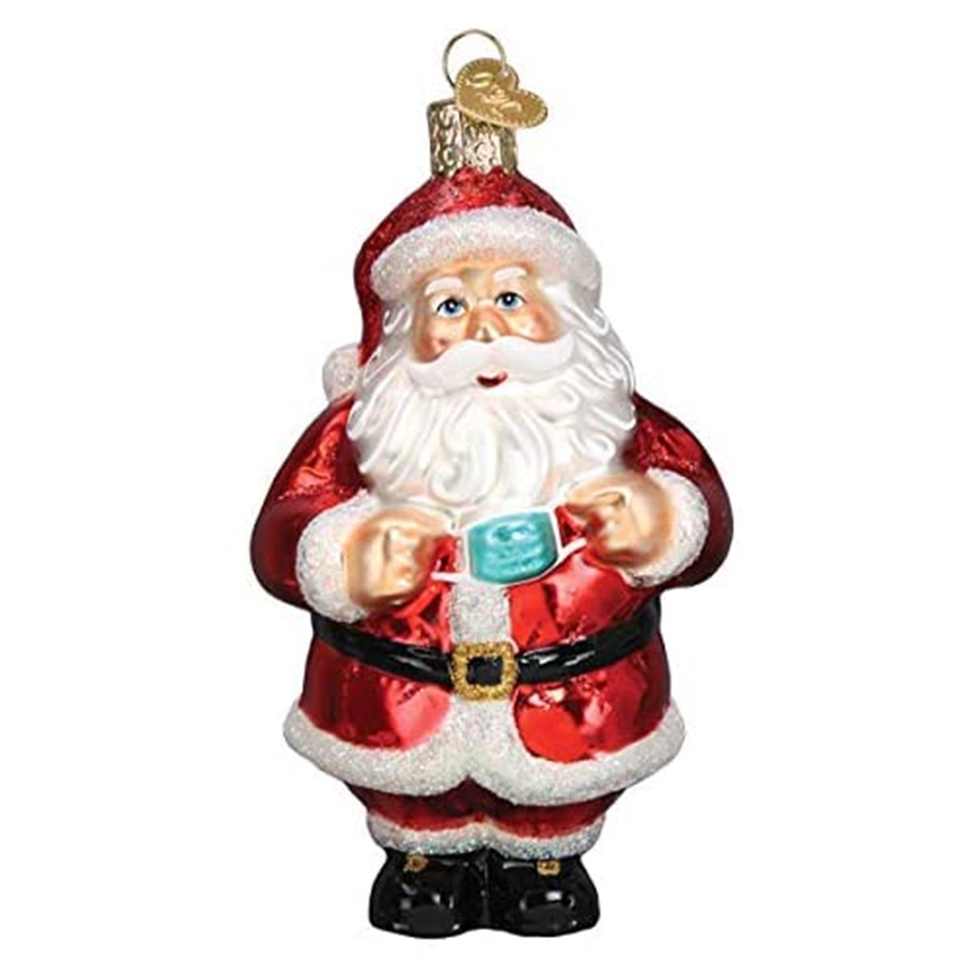 Old World Christmas Blown Glass Ornament for Christmas Tree, Santa Revealed