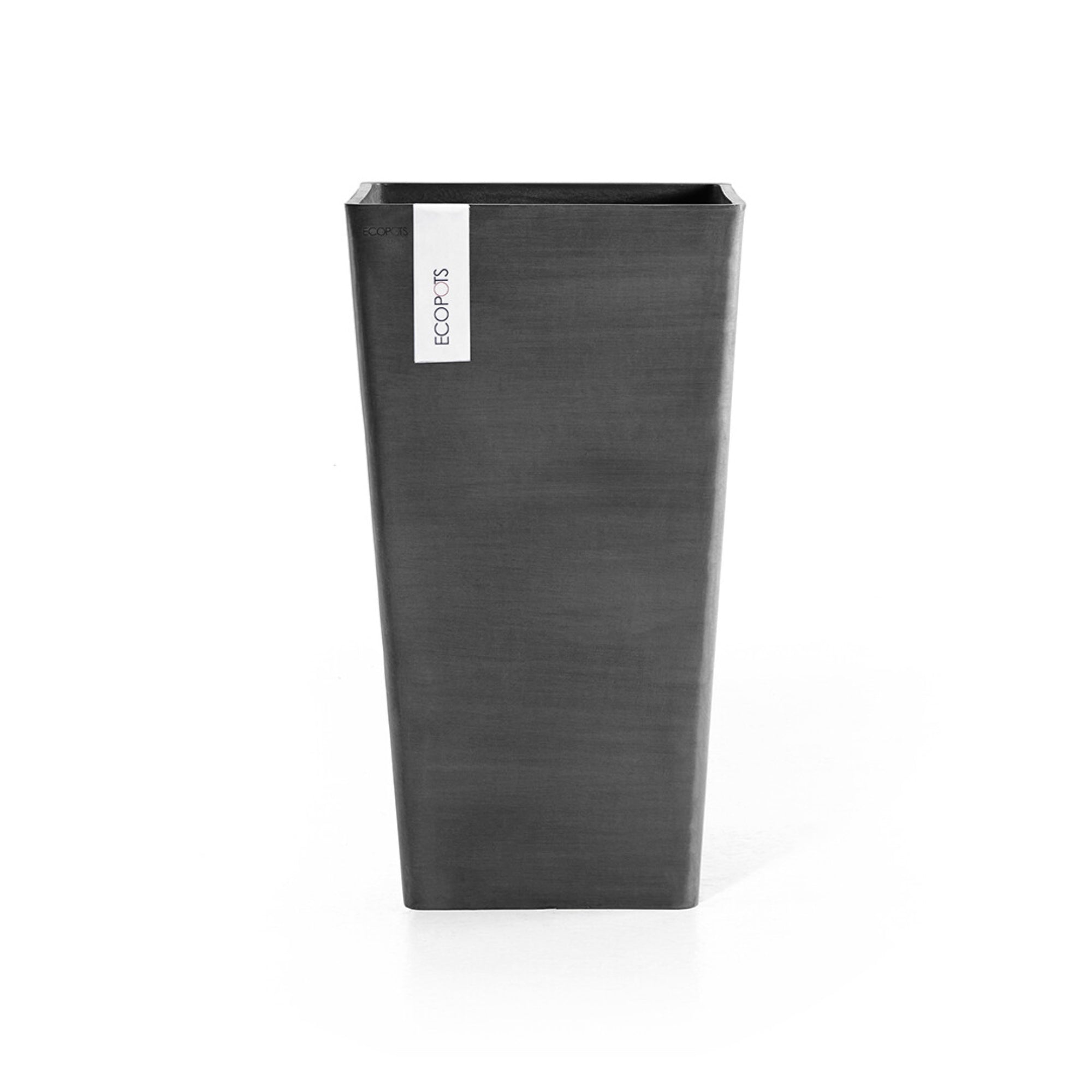 Ecopots Rotterdam Mid High Durable Modern Square Indoor/Outdoor Recycled-Based Composite Flower Planter