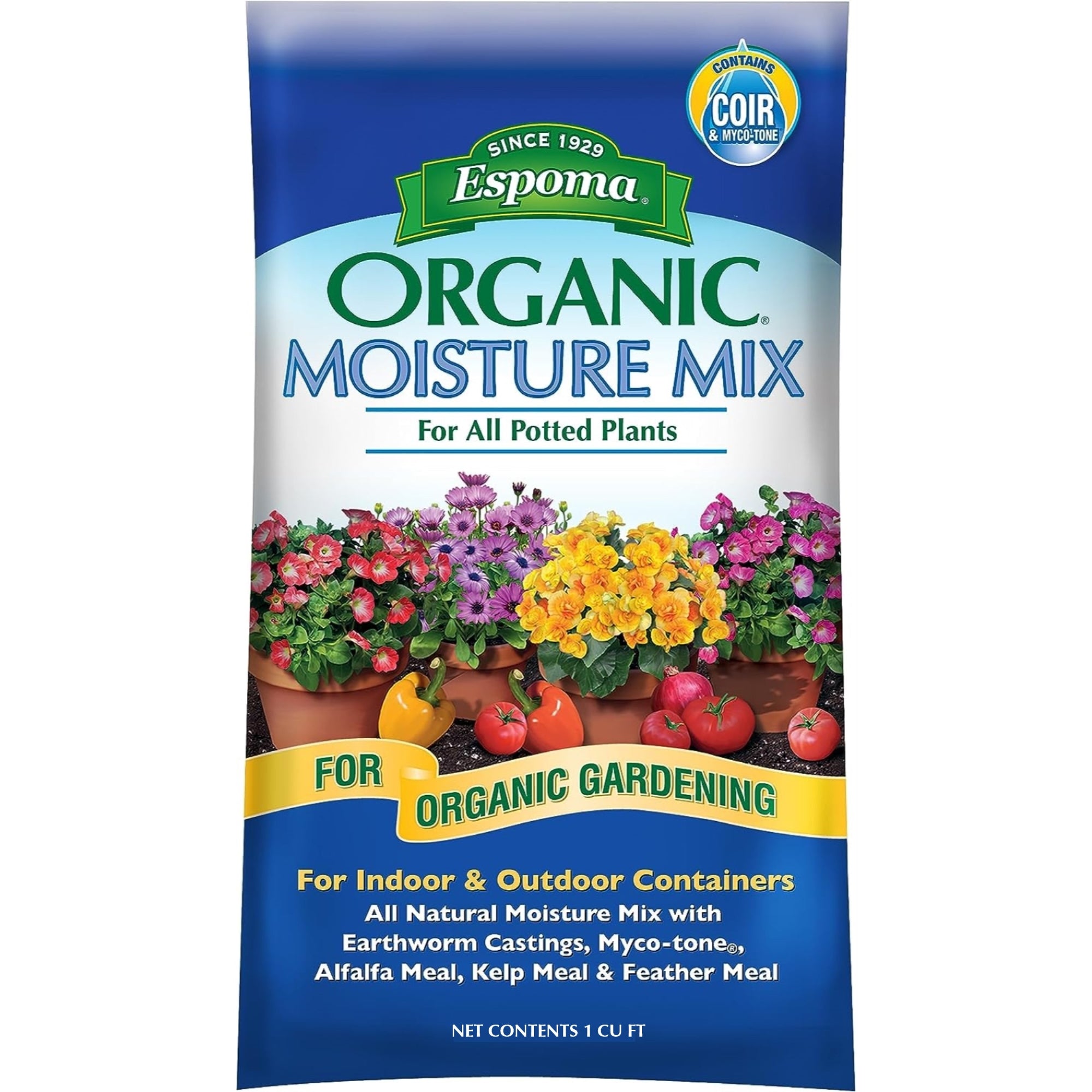 Espoma Organic Moisture Mix with Coir & Myco-tone for All Indoor and Outdoor Potted Plants, for Organic Gardening