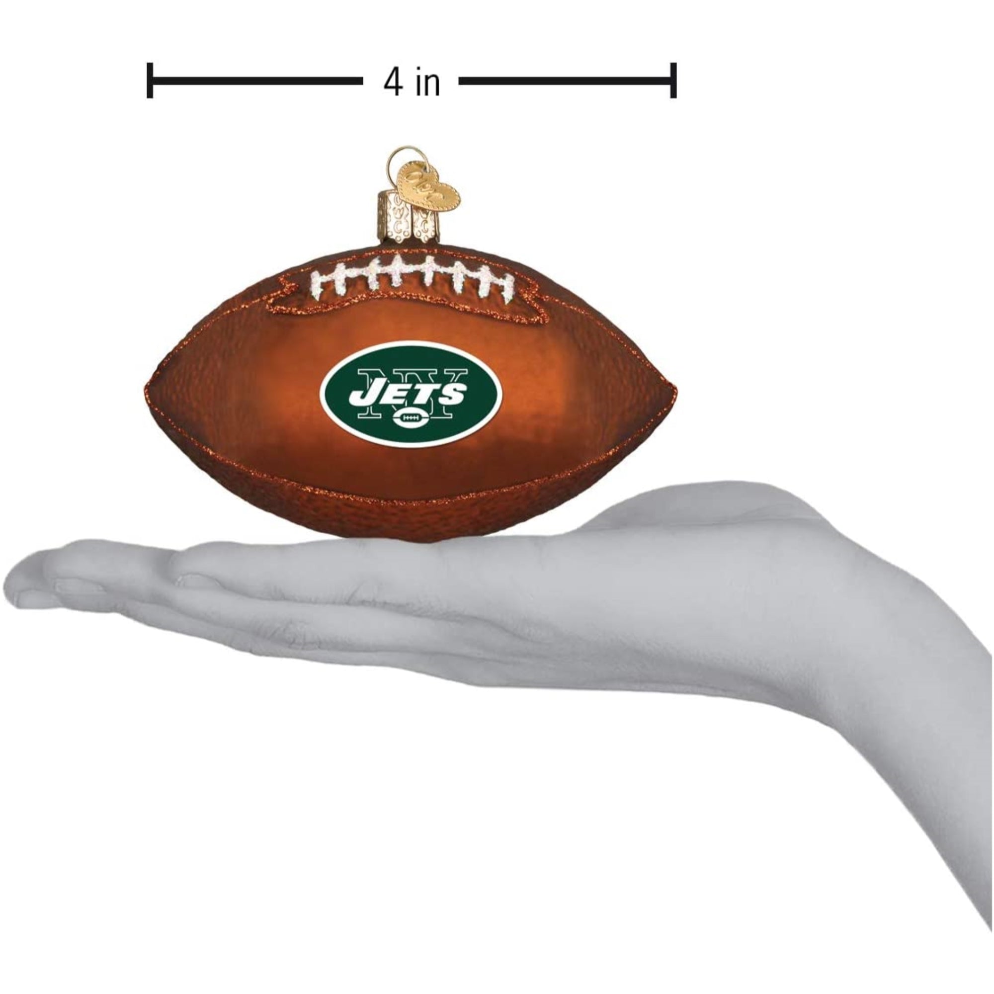 Old World Christmas Blown Glass Ornament for Christmas Tree, New York Jets Football