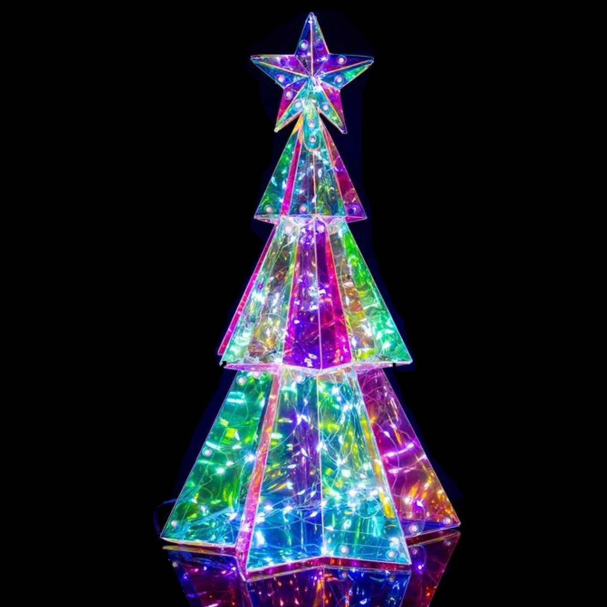 Kurt Adler Pre-Lit Cool White LED Holographic Iridescent Christmas Tree, 15in