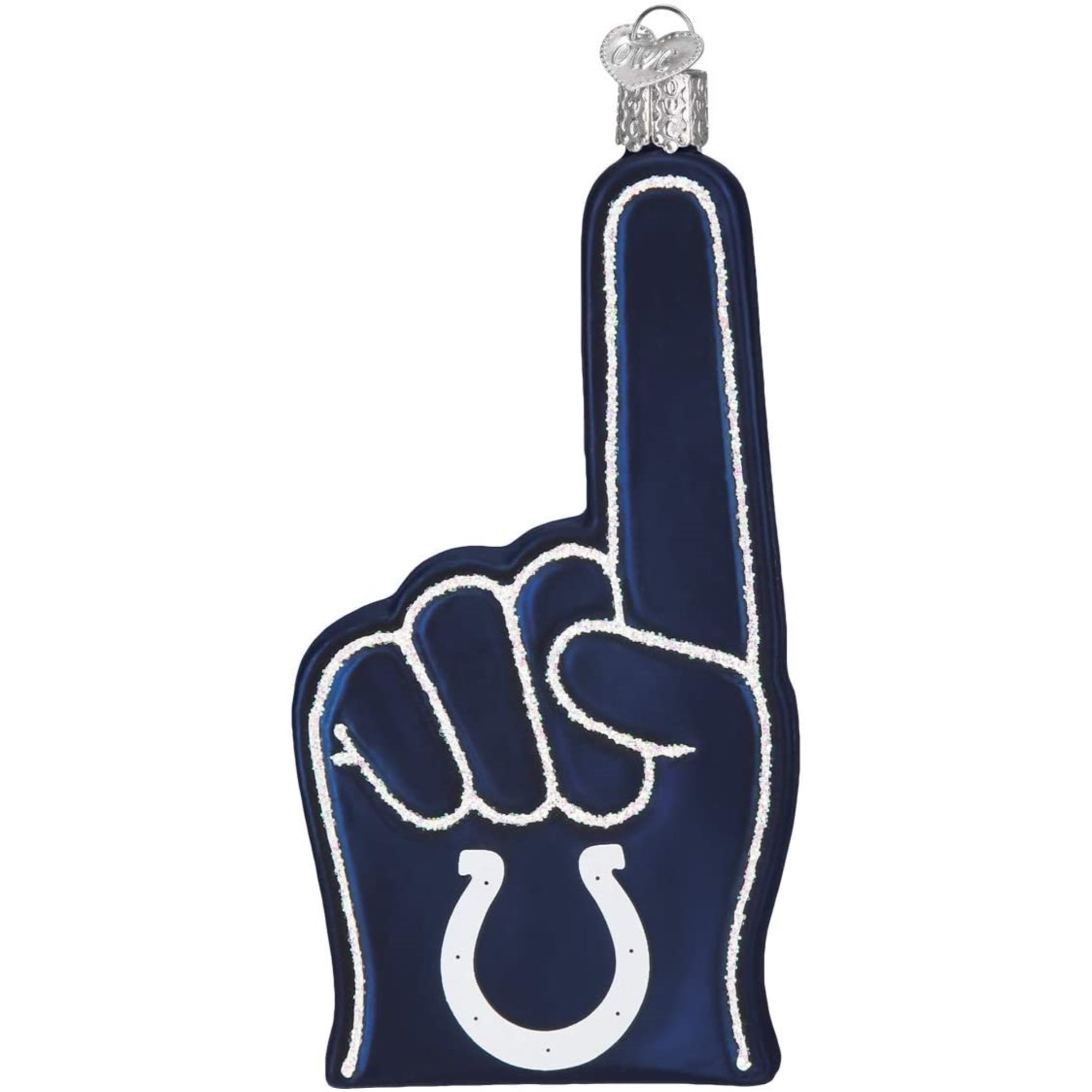 Old World Christmas Blown Glass Ornament for Christmas Tree, Indianapolis Colts Foam Finger