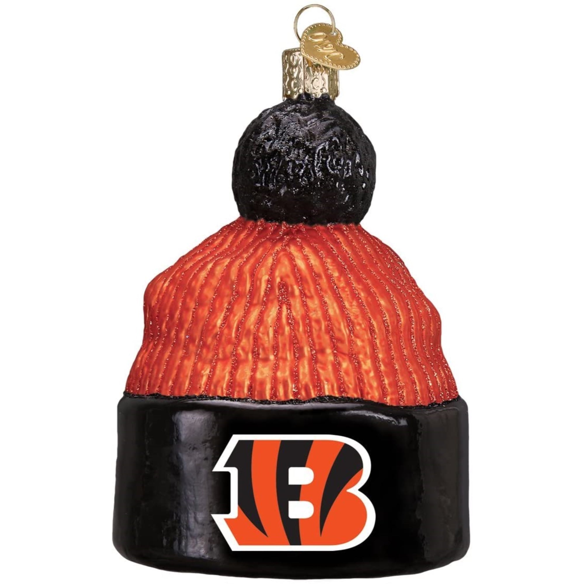 Old World Christmas Blown Glass Ornament for Christmas Tree, Cincinnati Bengals Beanie