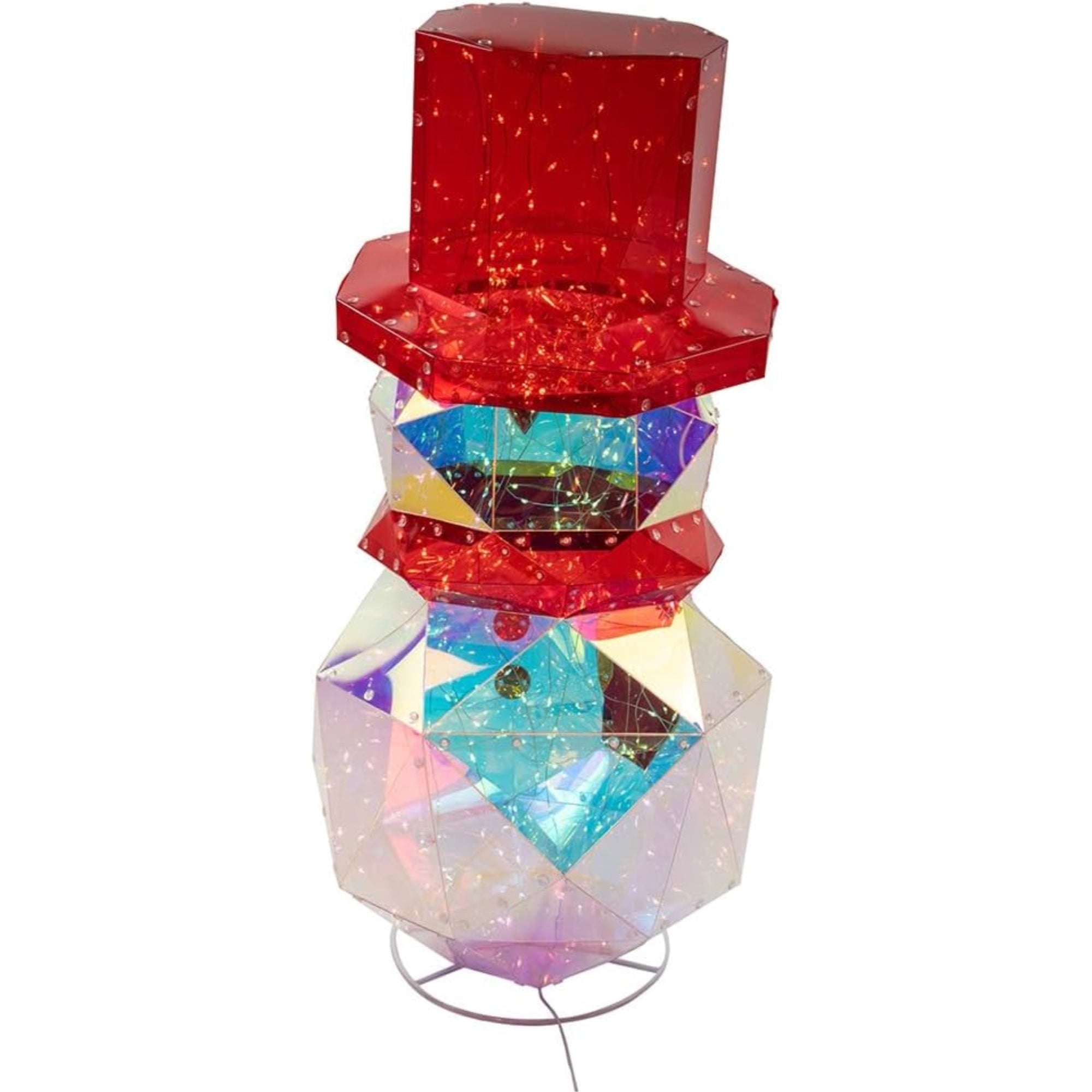 Kurt Adler Iridescent Lit Snowman Indoor or Outdoor Christmas Decoration, 24in