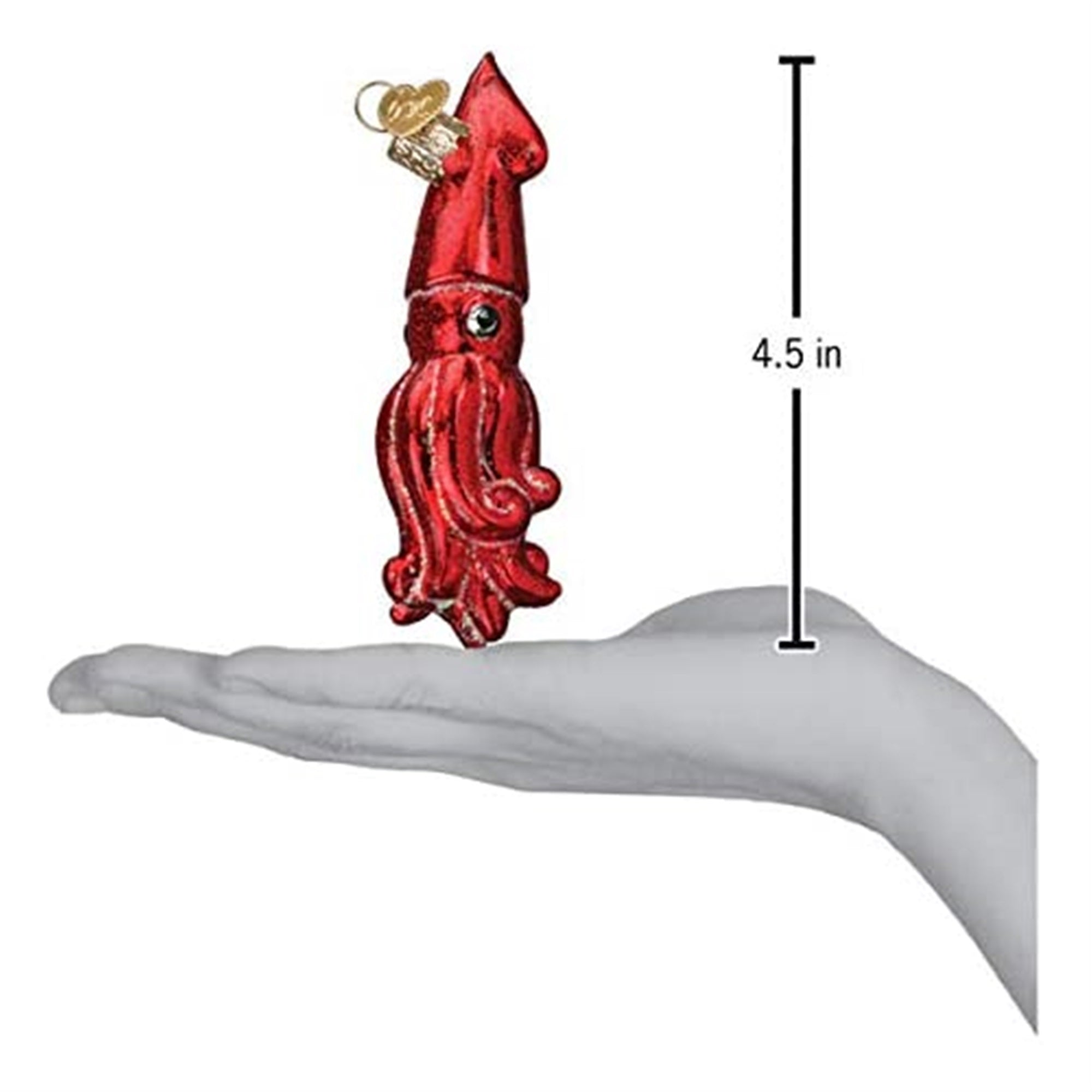 Old World Christmas Blown Glass Ornament for Christmas Tree, Red Squid