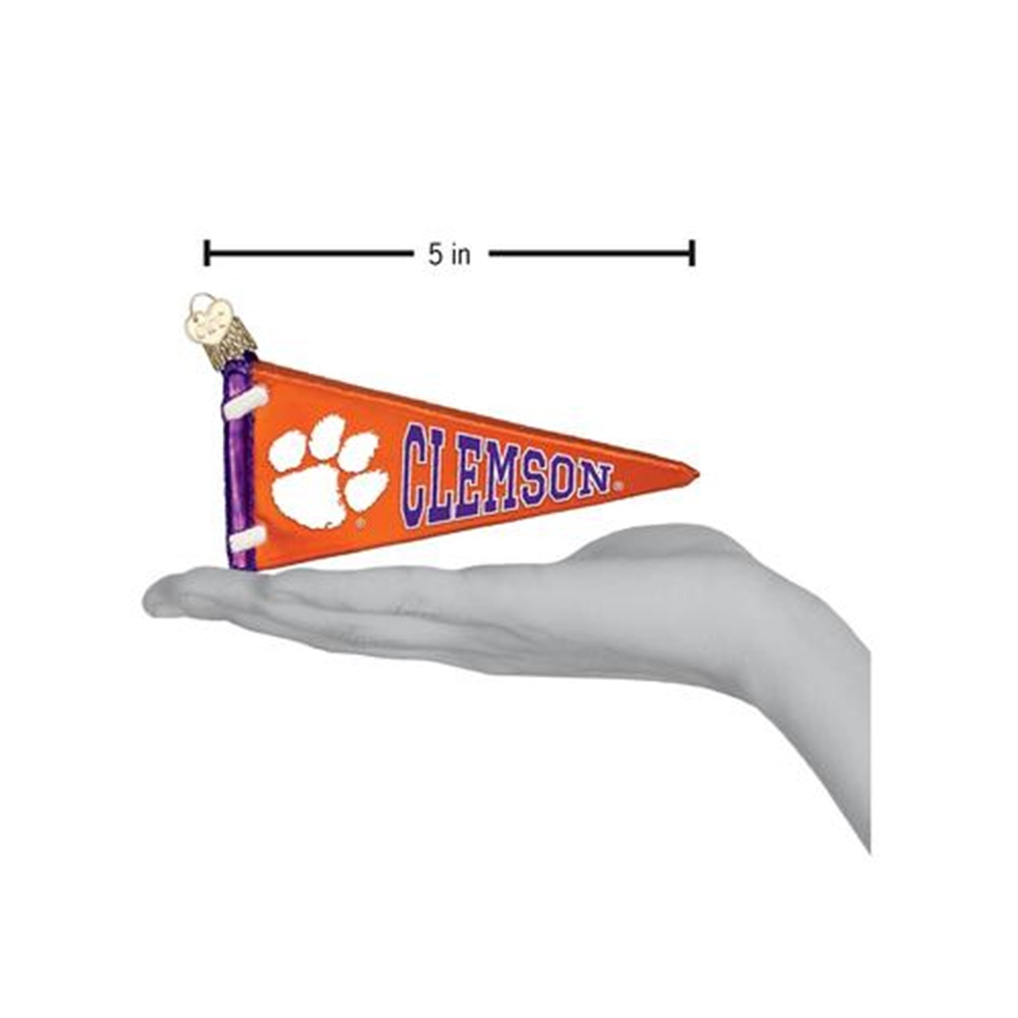 Old World Christmas Blown Glass Ornament for Christmas Tree, Clemson Pennant