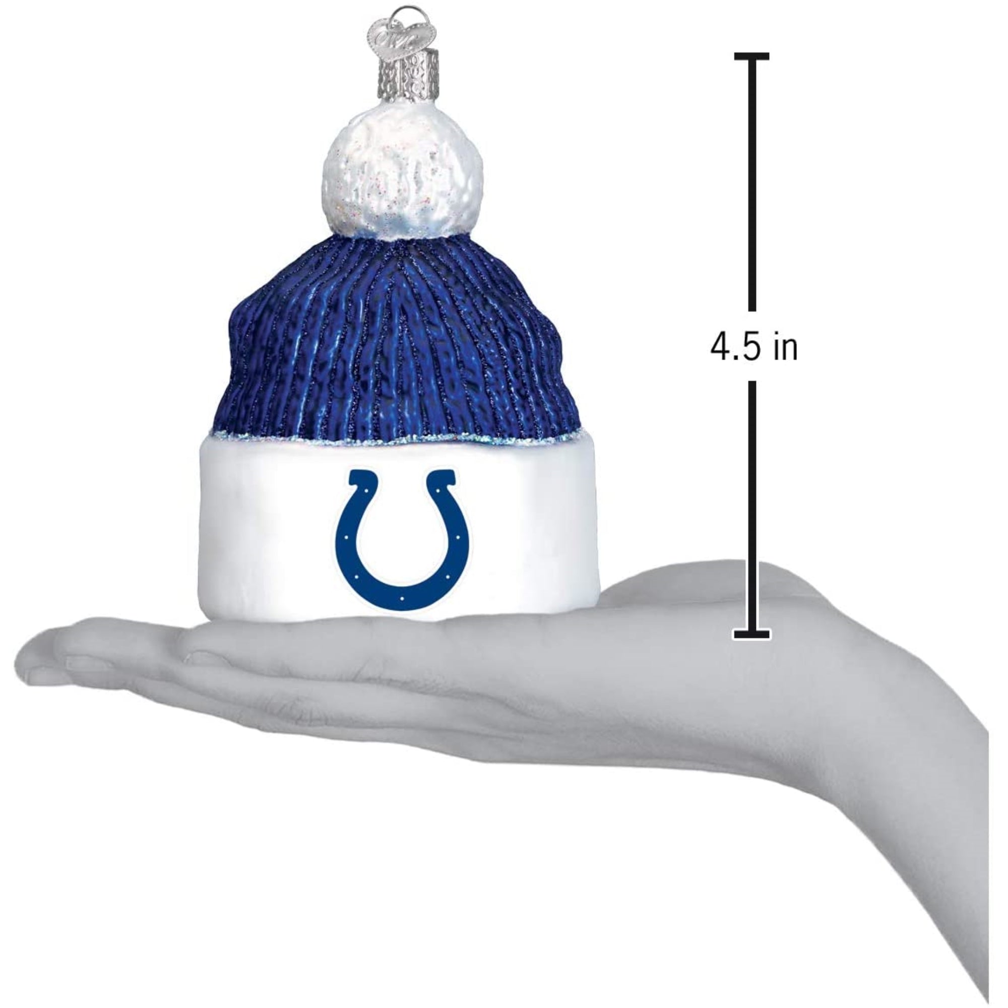 Old World Christmas Blown Glass Ornament for Christmas Tree, Indianapolis Colts Beanie