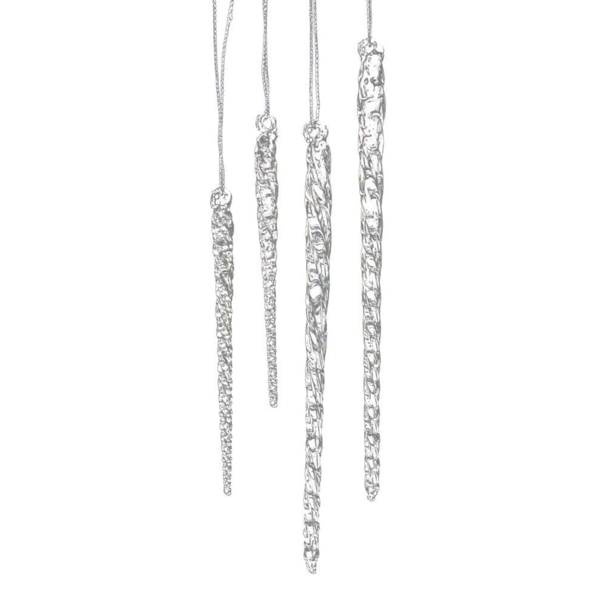 Kurt Adler Twisted Clear Glass Crystal Icicle Ornaments, 24-Piece Set