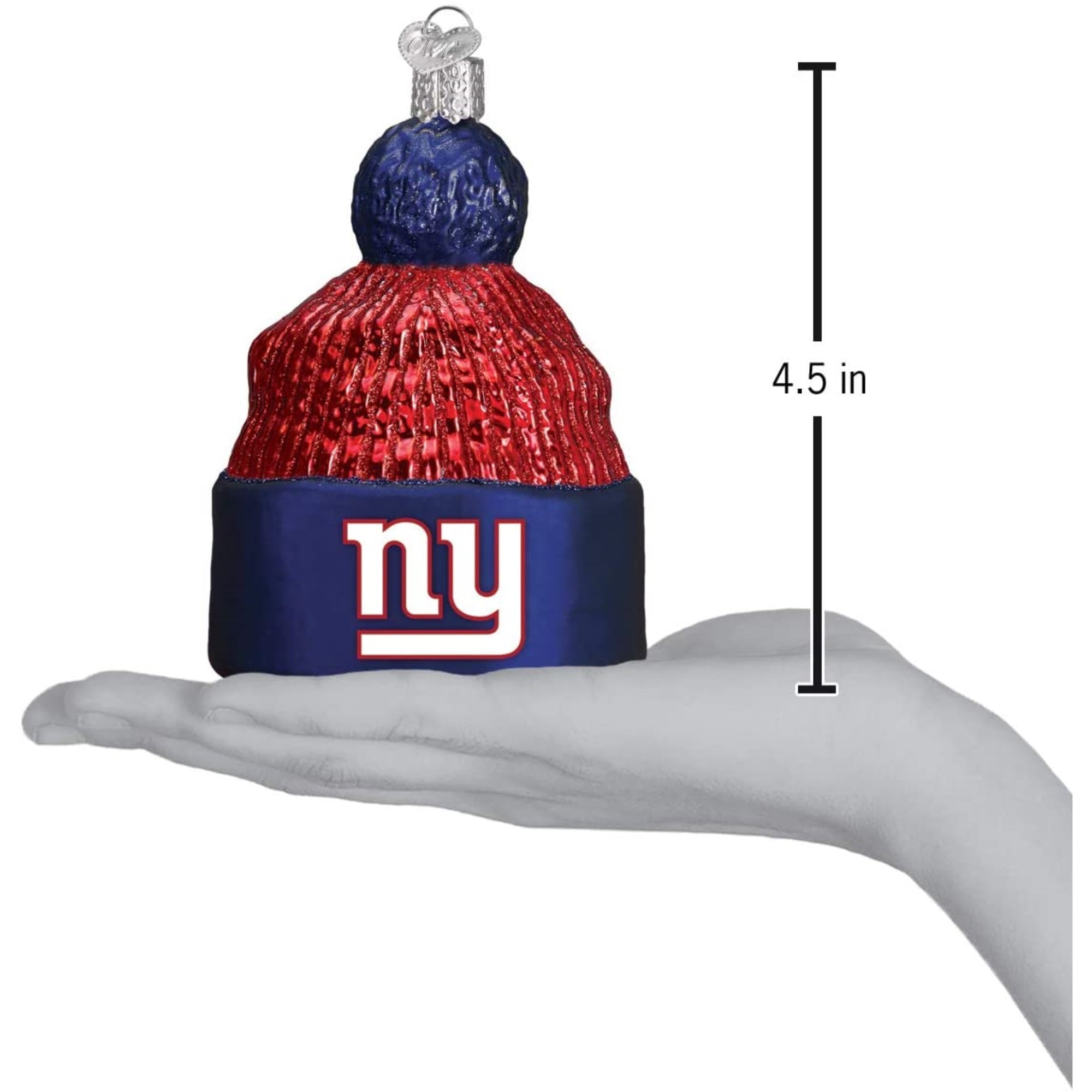 Old World Christmas Blown Glass Ornament for Christmas Tree, New York Giants Beanie
