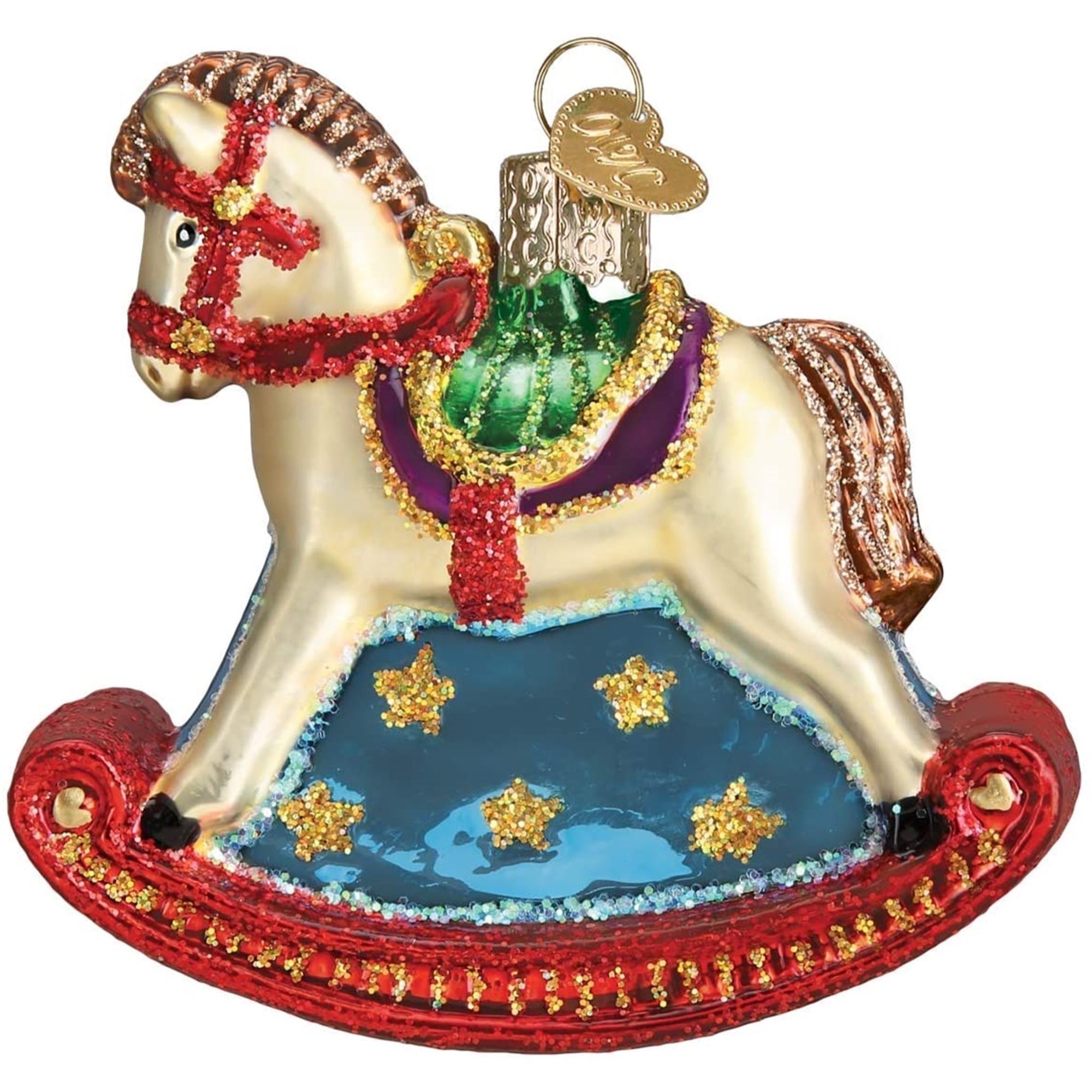Old World Christmas Blown Glass Ornament for Christmas Tree, Rocking Horse