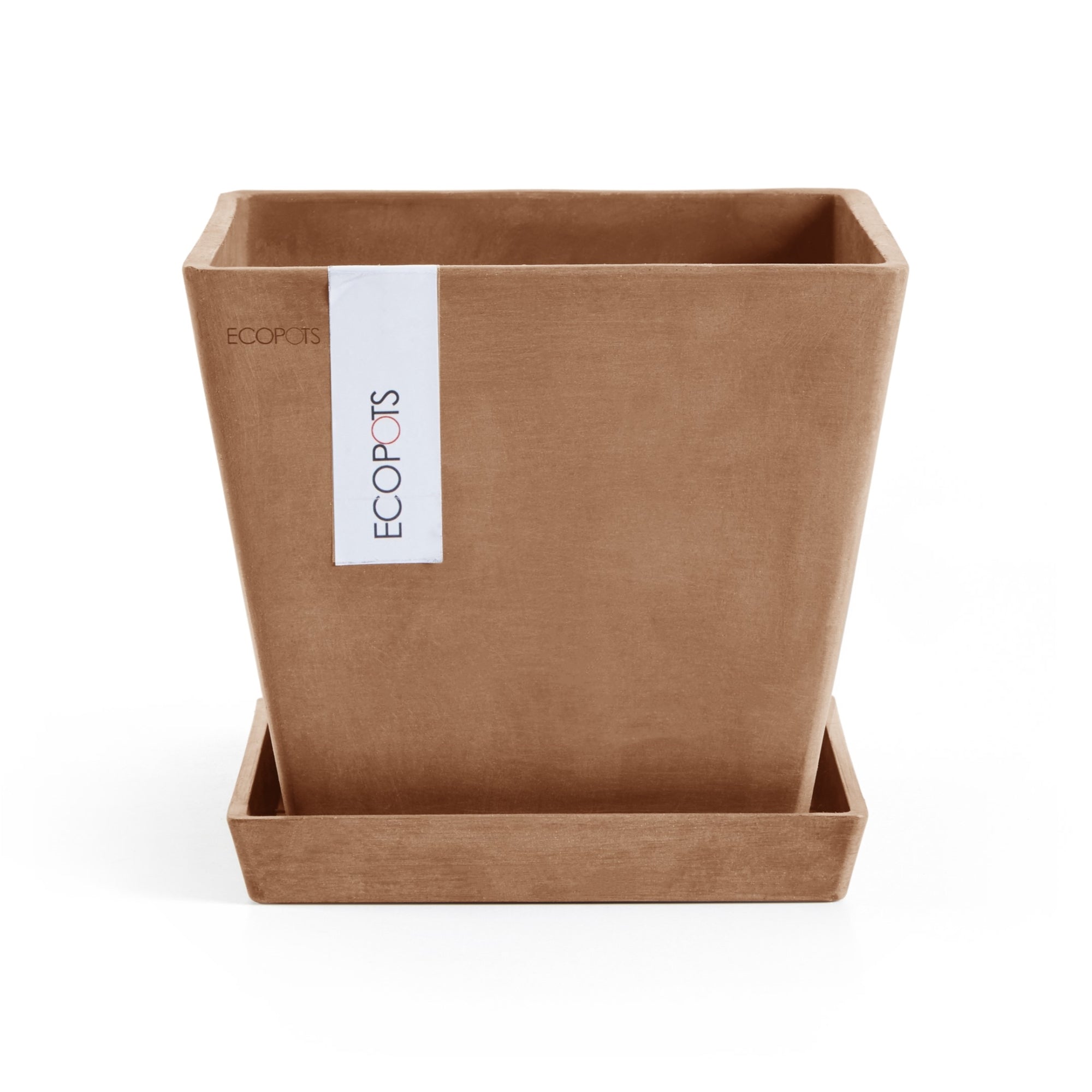 Ecopots Rotterdam Durable Modern Square Indoor/Outdoor Recycled-Based Composite Flower Planter