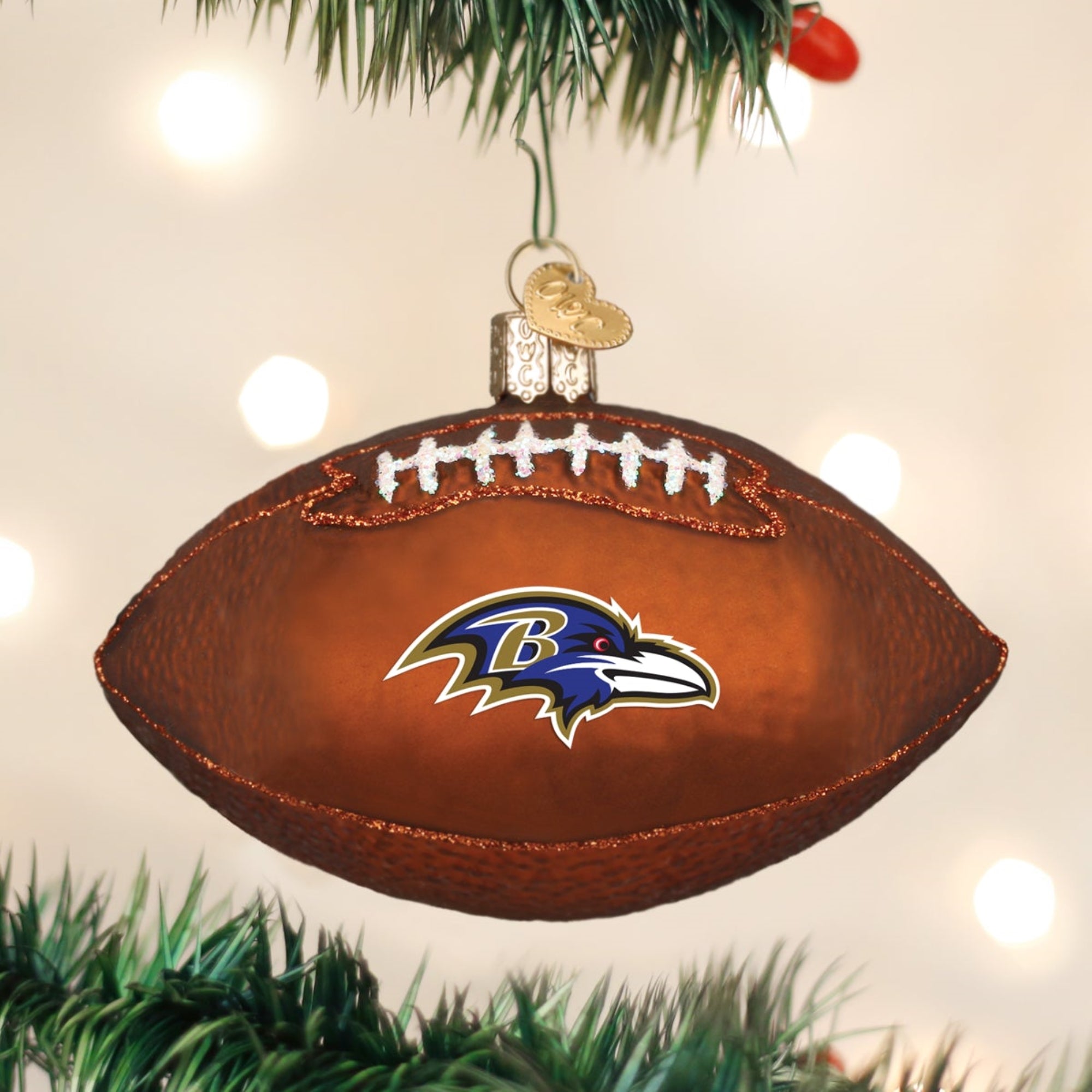 Old World Blown Glass Christmas Ornament, Baltimore Raven Football