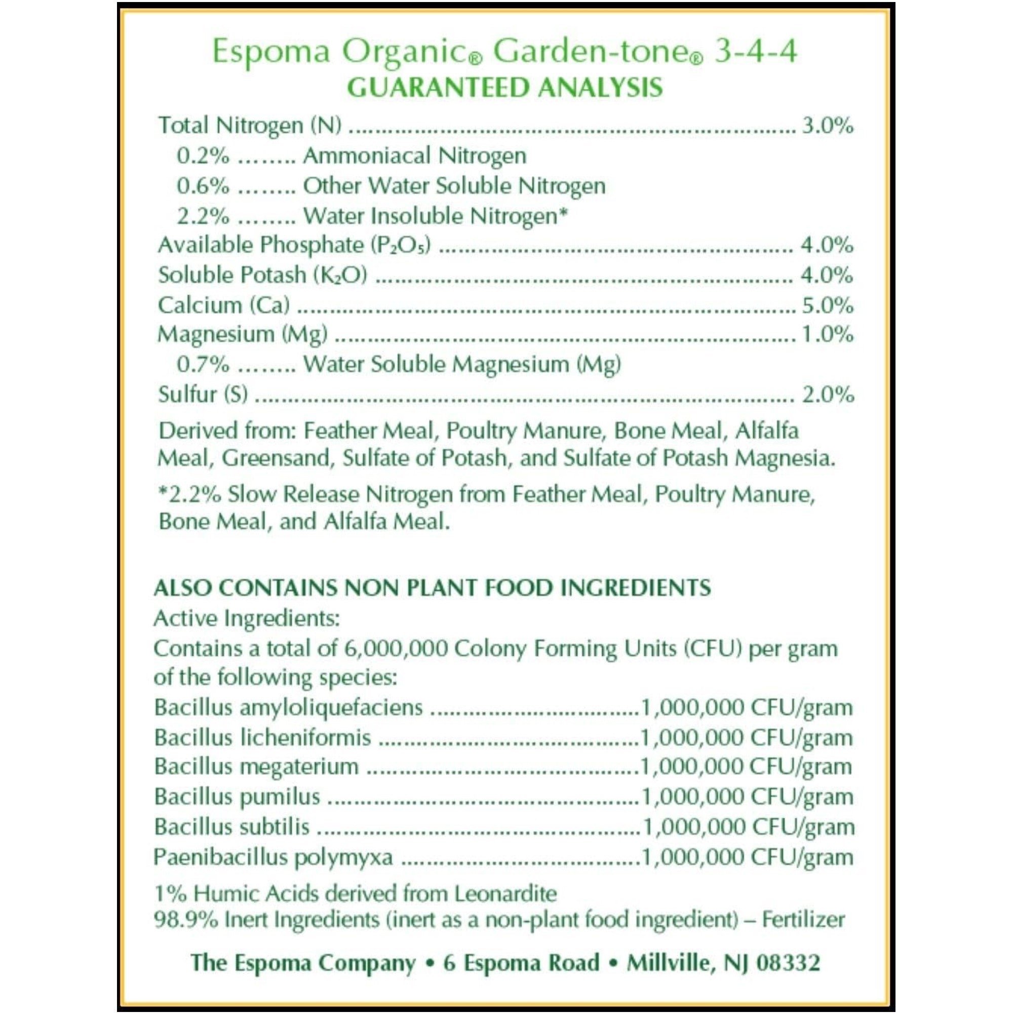 Espoma Organic Garden-tone 3-4-4 Herb & Vegetable Food for Organic Gardening, Bigger, More Abundant Harvests