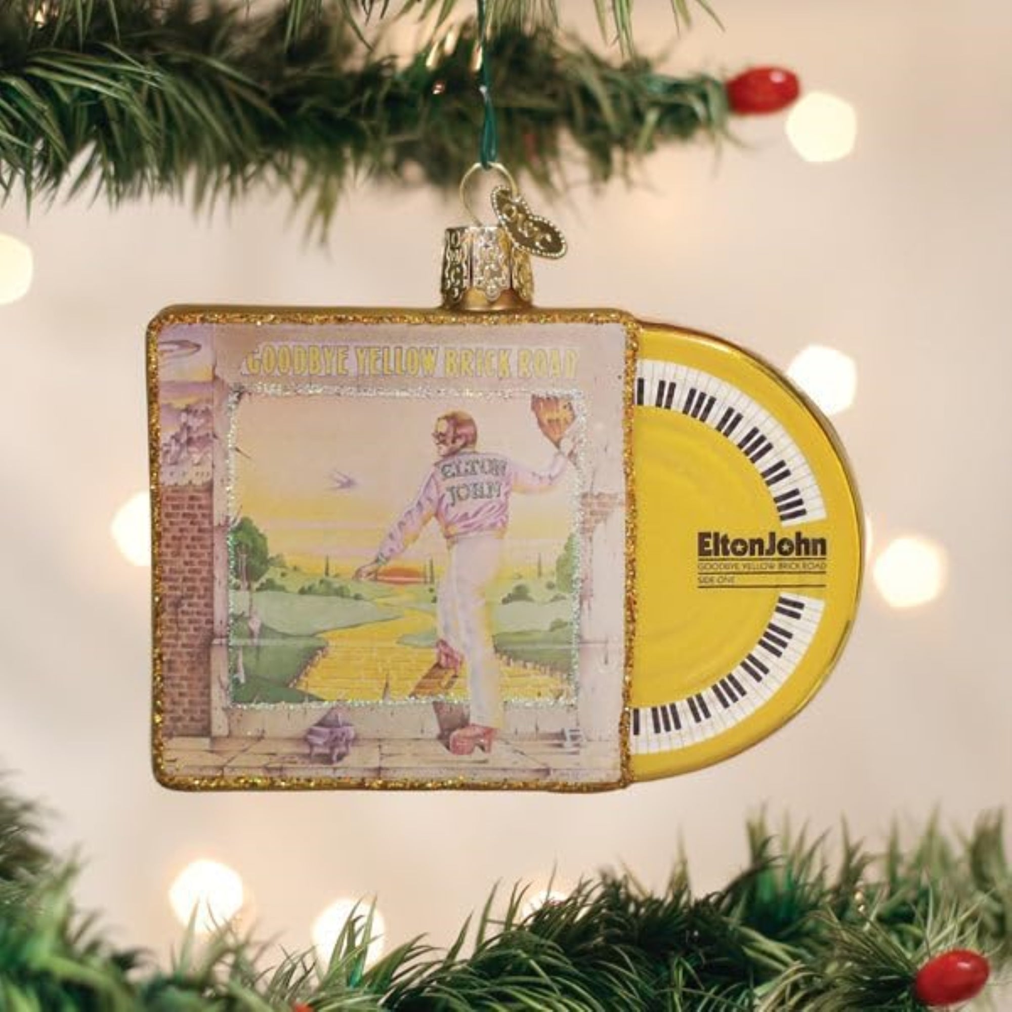 Old World Christmas Blown Glass Ornament for Christmas Tree, Goodbye Yellow Brick Road Album (with OWC Gift Box)